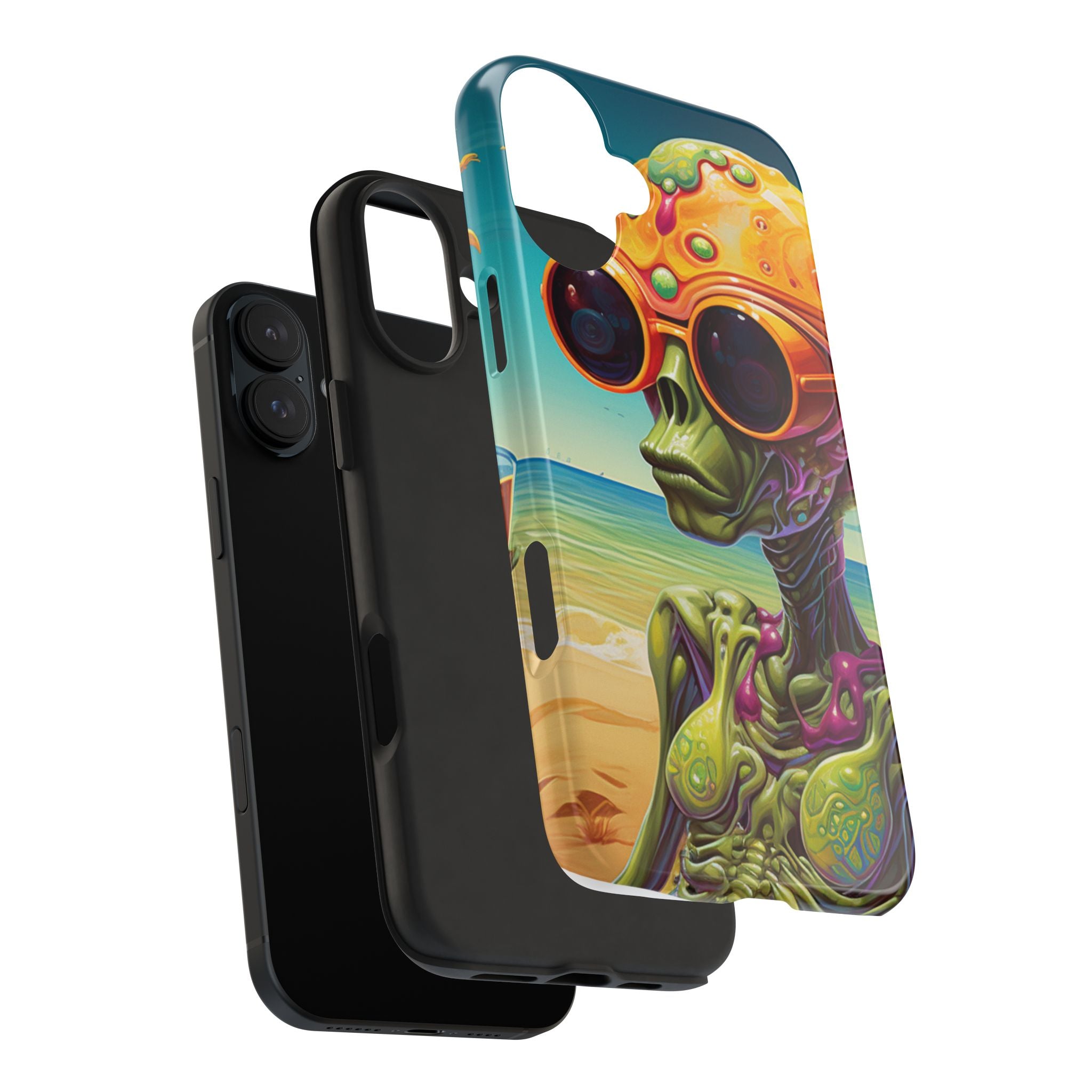 Alien Beach Vibes Phone Case, Tough Phone Case, Cool Phone Accessories, Gift for Alien Lovers, Summer Theme Case, Unique Phone Cover