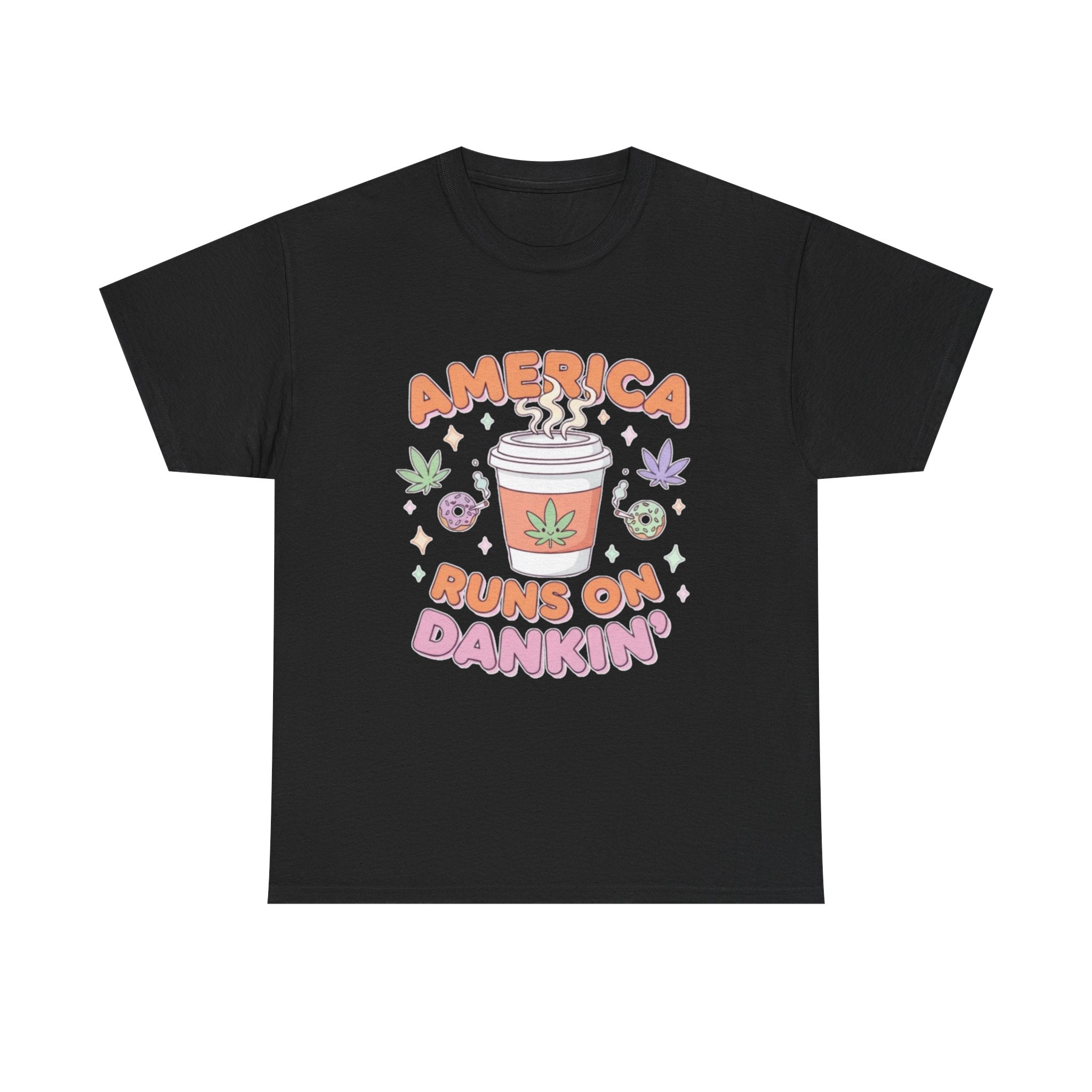 America Runs on Dankin'- Herb Leaf Graphic Tee | Funny Stoner Parody