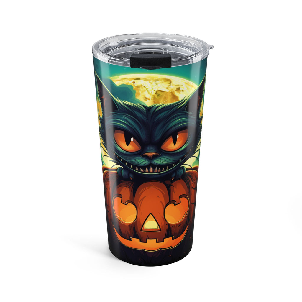 Halloween Cat Tumbler 20oz, Spooky Travel Mug, Autumn Drinkware, Pumpkin Party Cup, Trick or Treat Gift