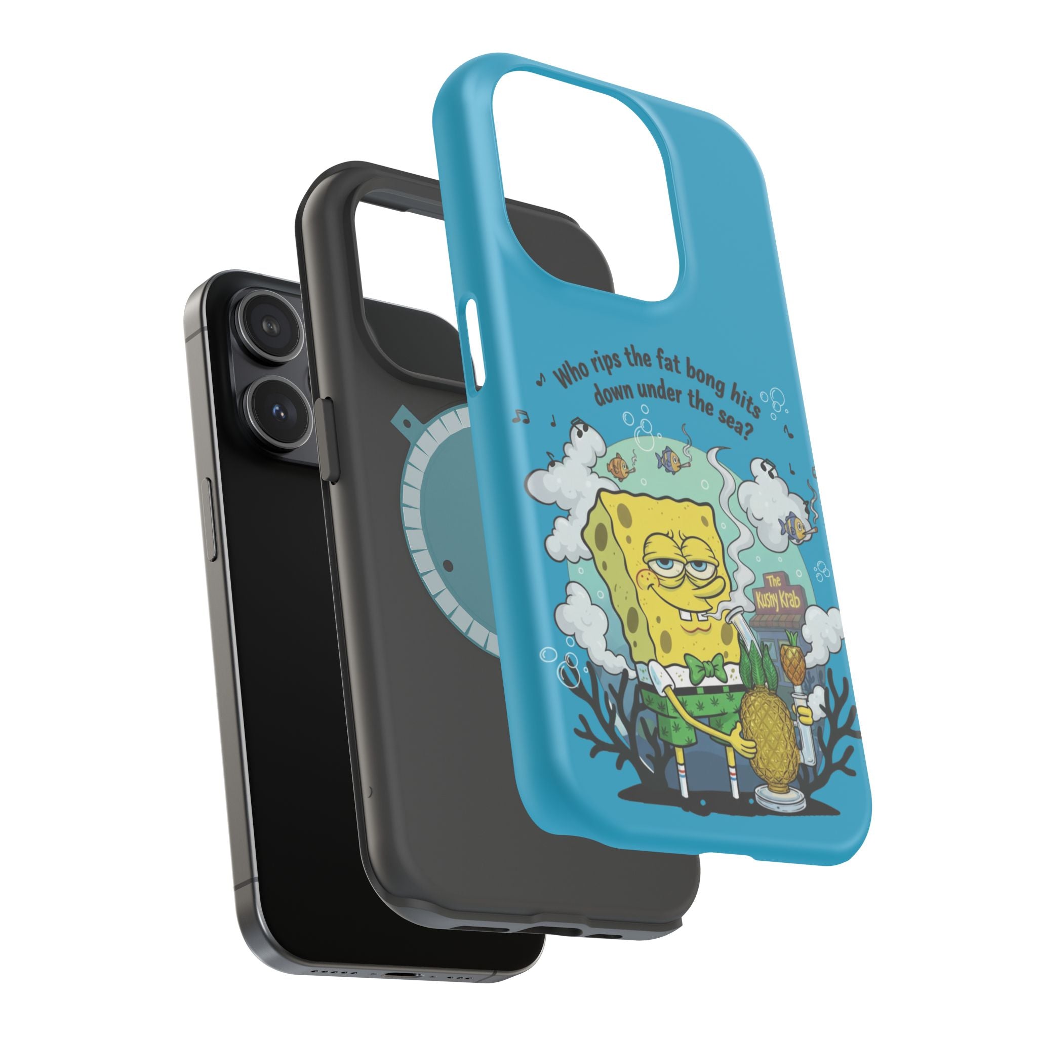 Cartoon Sponge Character with Surfboard & Beach Bong Art- Magnetic Impact-Resistant Phone Case for iPhone & Android