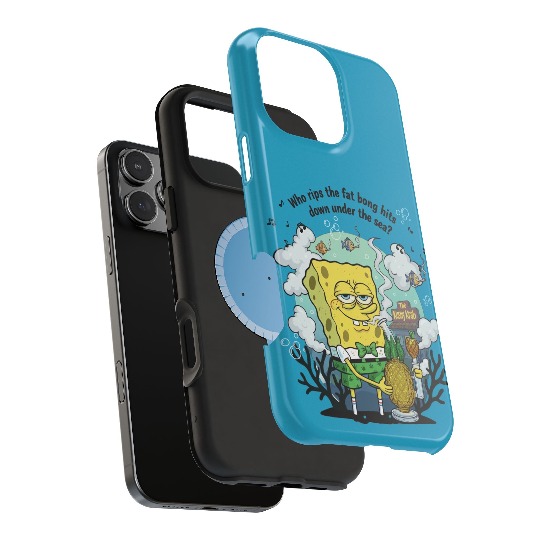 Cartoon Sponge Character with Surfboard & Beach Bong Art- Magnetic Impact-Resistant Phone Case for iPhone & Android