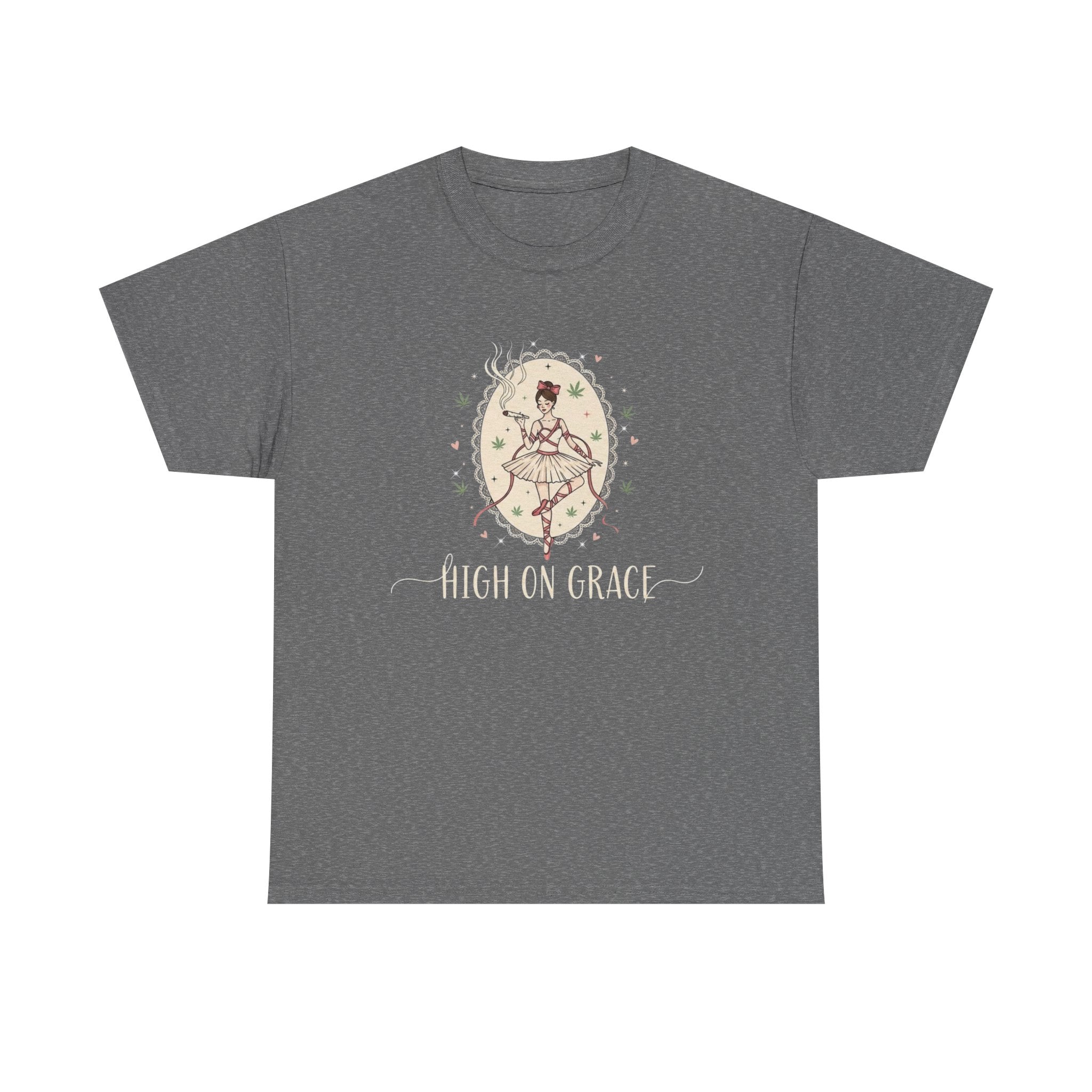 High on Grace Ballerina Illustration Tee Vintage Floral Croquette Style Stoner Shirt