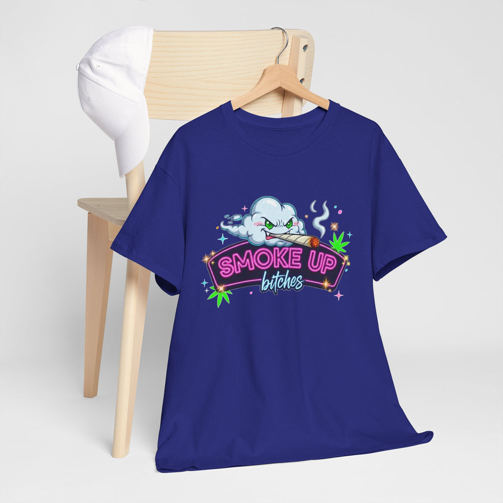 Smoke Up Bitches Retro Neon Cannabis Tee
