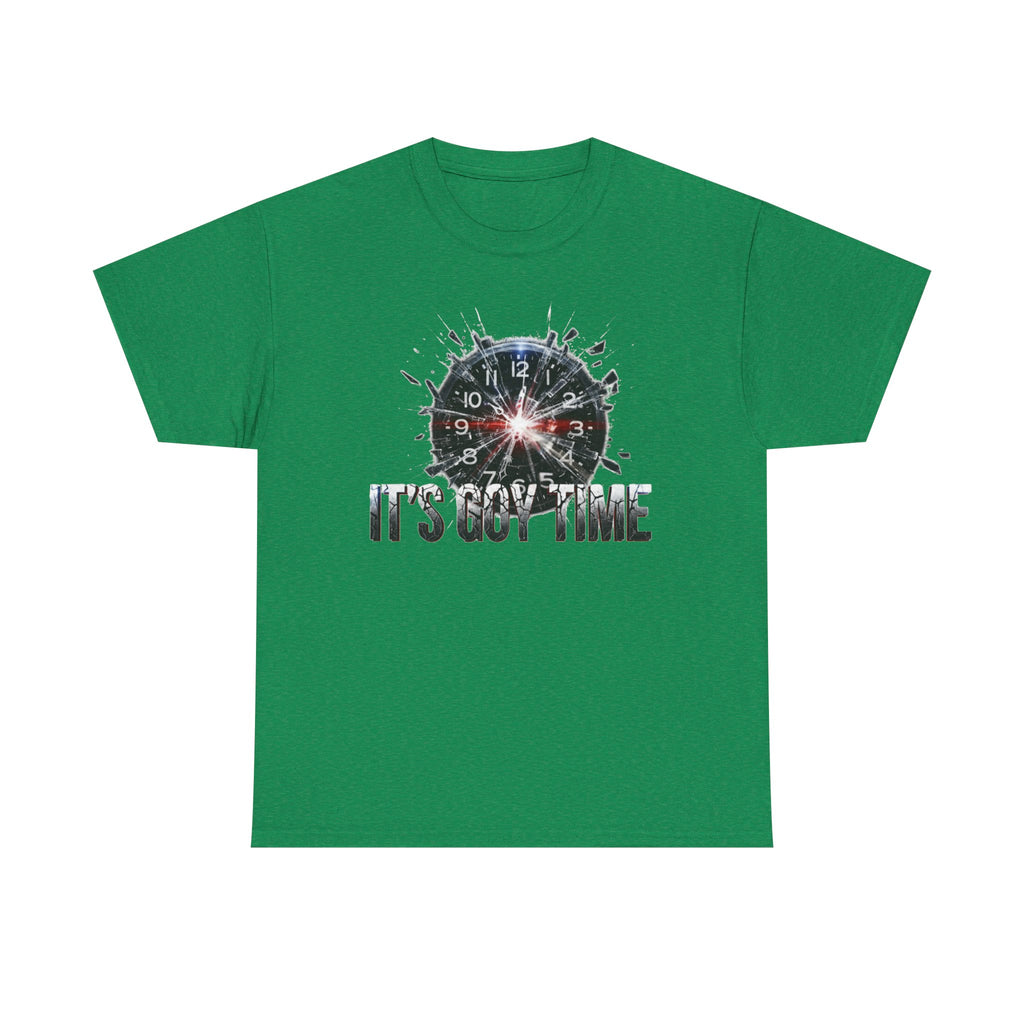 Its Goy Time clock graphic Tee | distressed splash design, humor tee