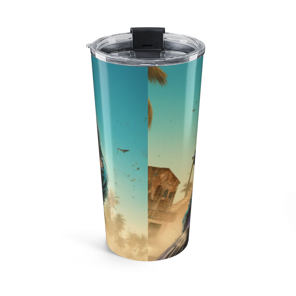 Vibrant Motorcycle Adventure 20oz Tumbler, Travel Mug, Road Trip Coffee Cup, Gift for Bikers, Outdoor Enthusiasts, Beach Lover