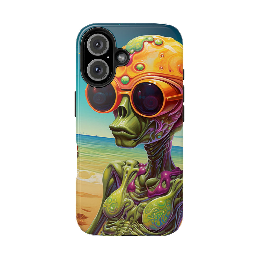 Alien Beach Vibes Phone Case, Tough Phone Case, Cool Phone Accessories, Gift for Alien Lovers, Summer Theme Case, Unique Phone Cover