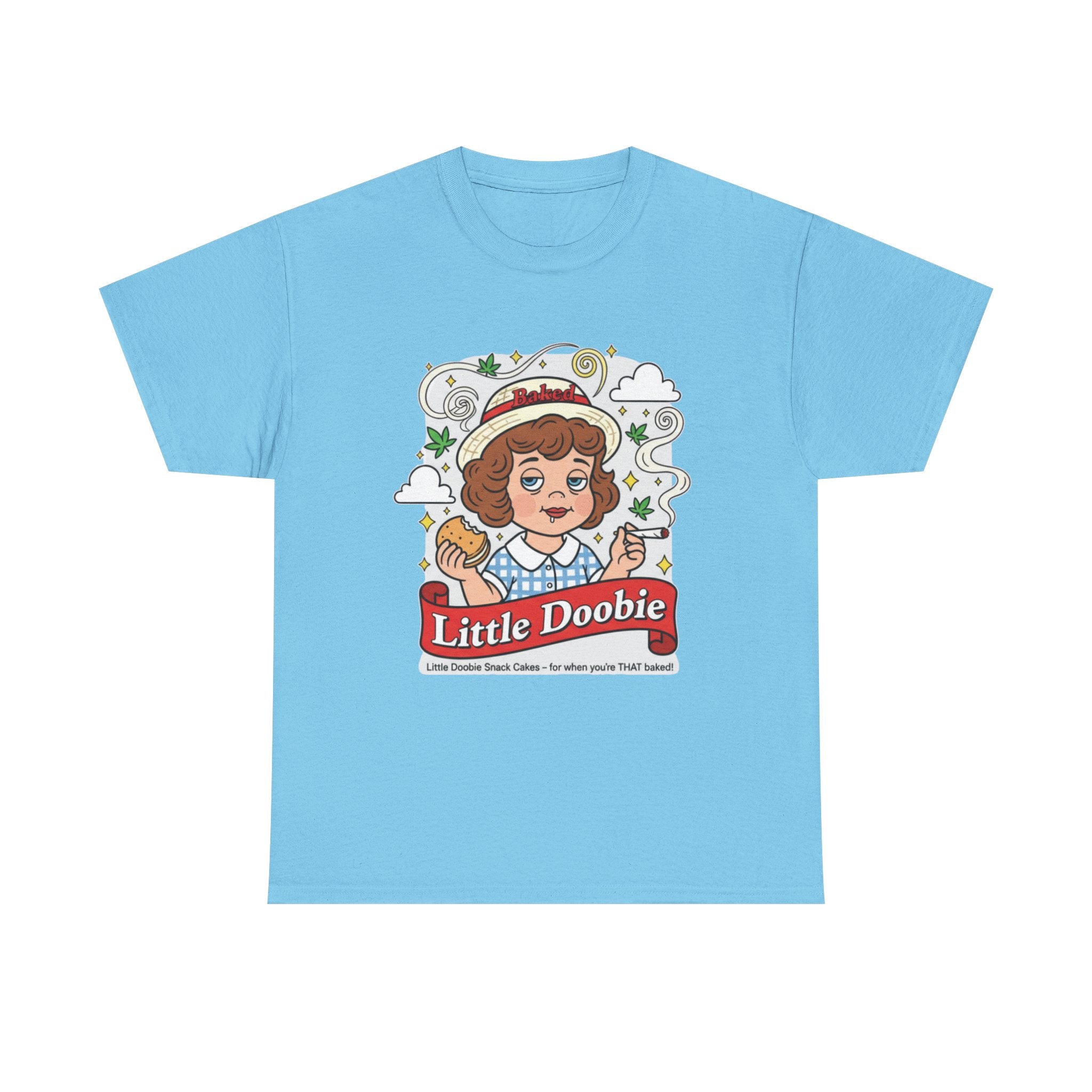 Little Doobie Cartoon Girl Tee | Vintage Snack Retro Logo T-Shirt, Stoner munchie humor