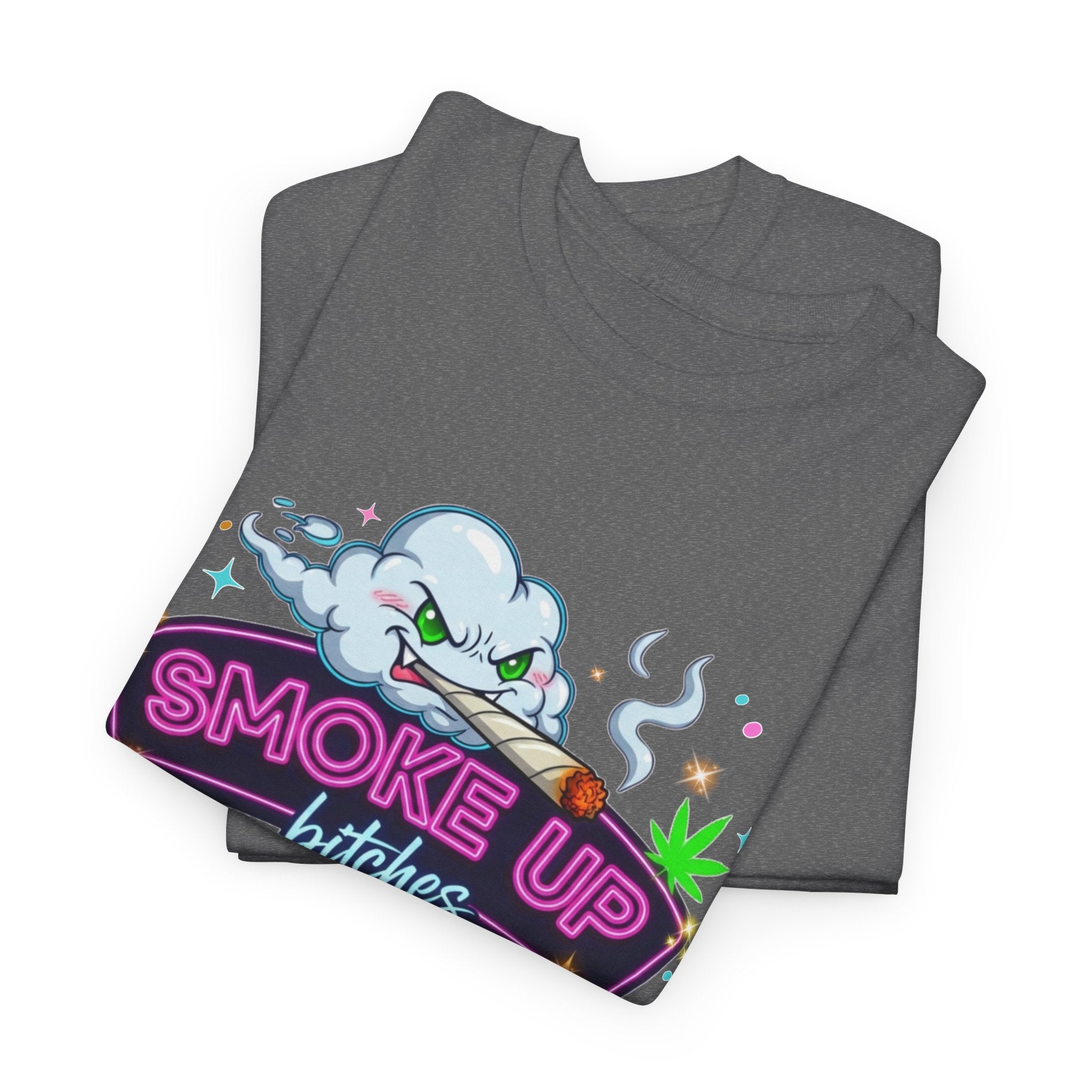 Smoke Up Bitches Retro Neon Cannabis Tee