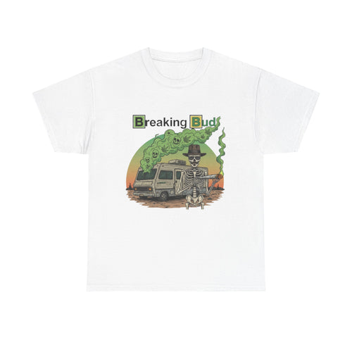 Breaking Buds Stoner Unisex Heavy Cotton Tee, Unique Casual Shirt, Perfect Gift for Fans, Festival Wear, Halloween Theme, 420