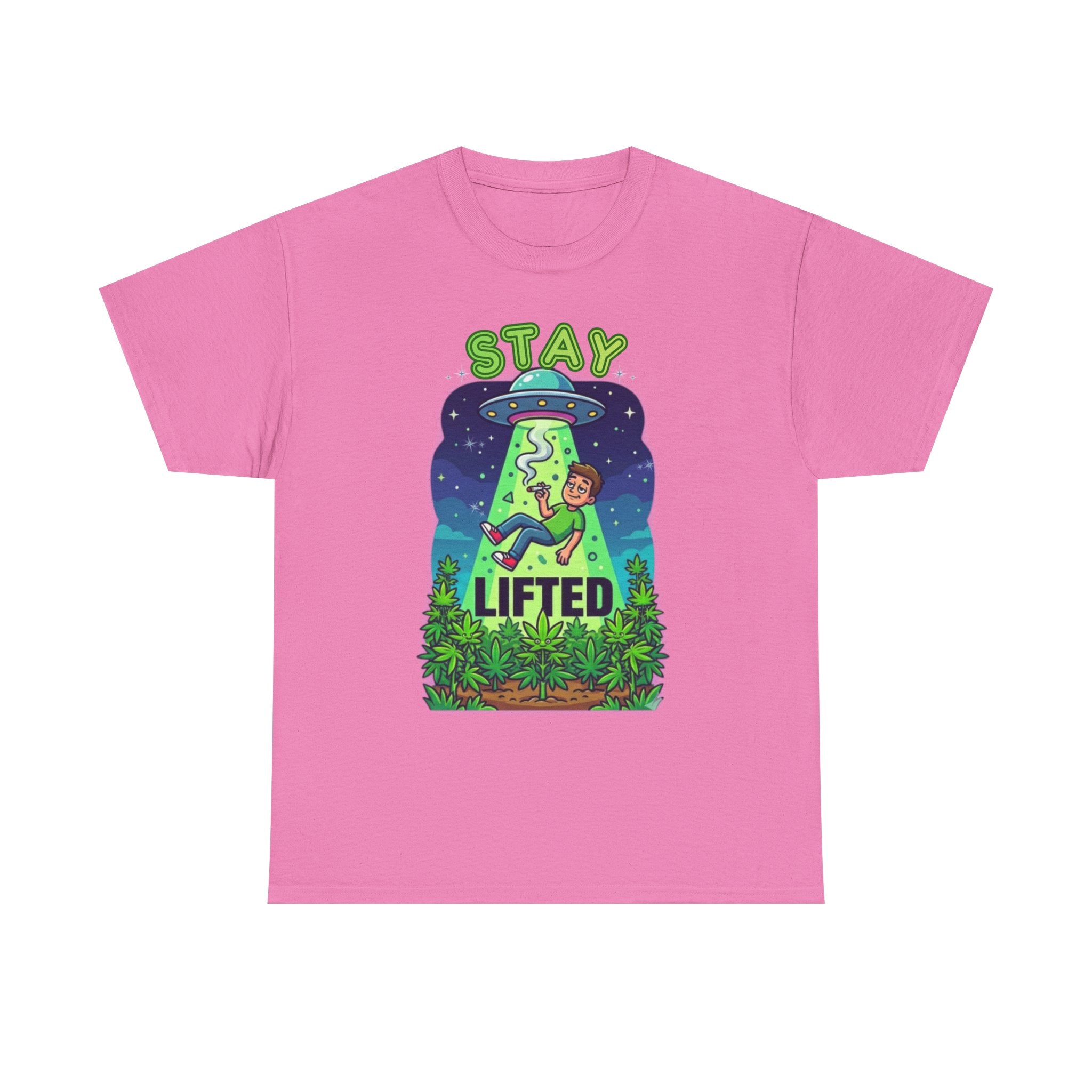 Stay Lifted Retro UFO Cannabis Tee — Alien Stoner Graphic Shirt