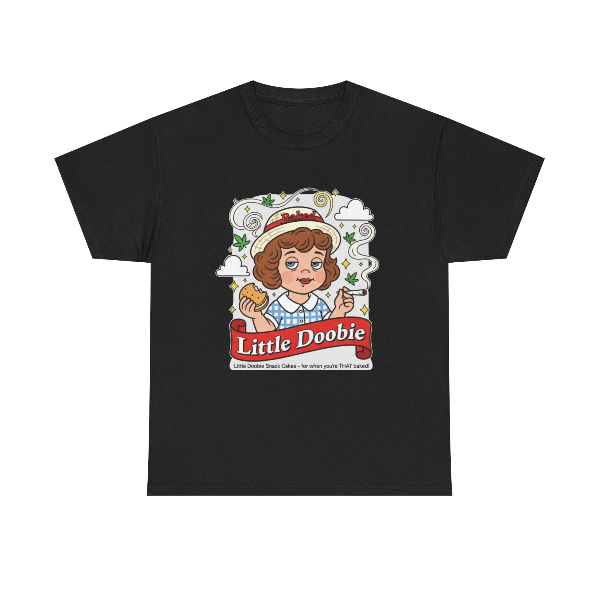 Little Doobie Cartoon Girl Tee | Vintage Snack Retro Logo T-Shirt, Stoner munchie humor