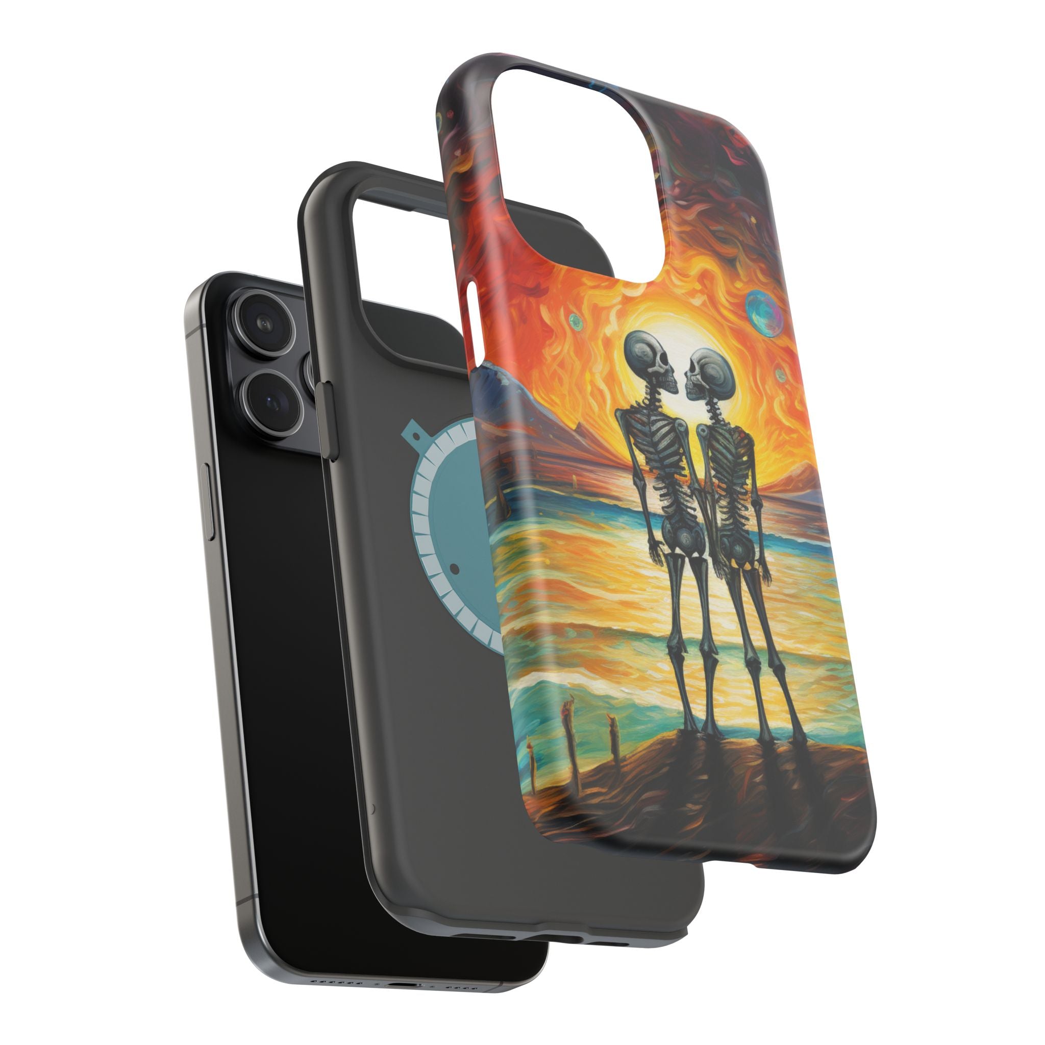 Skeleton Couple Sunset Phone Case | Magnetic Impact-Resistant Case