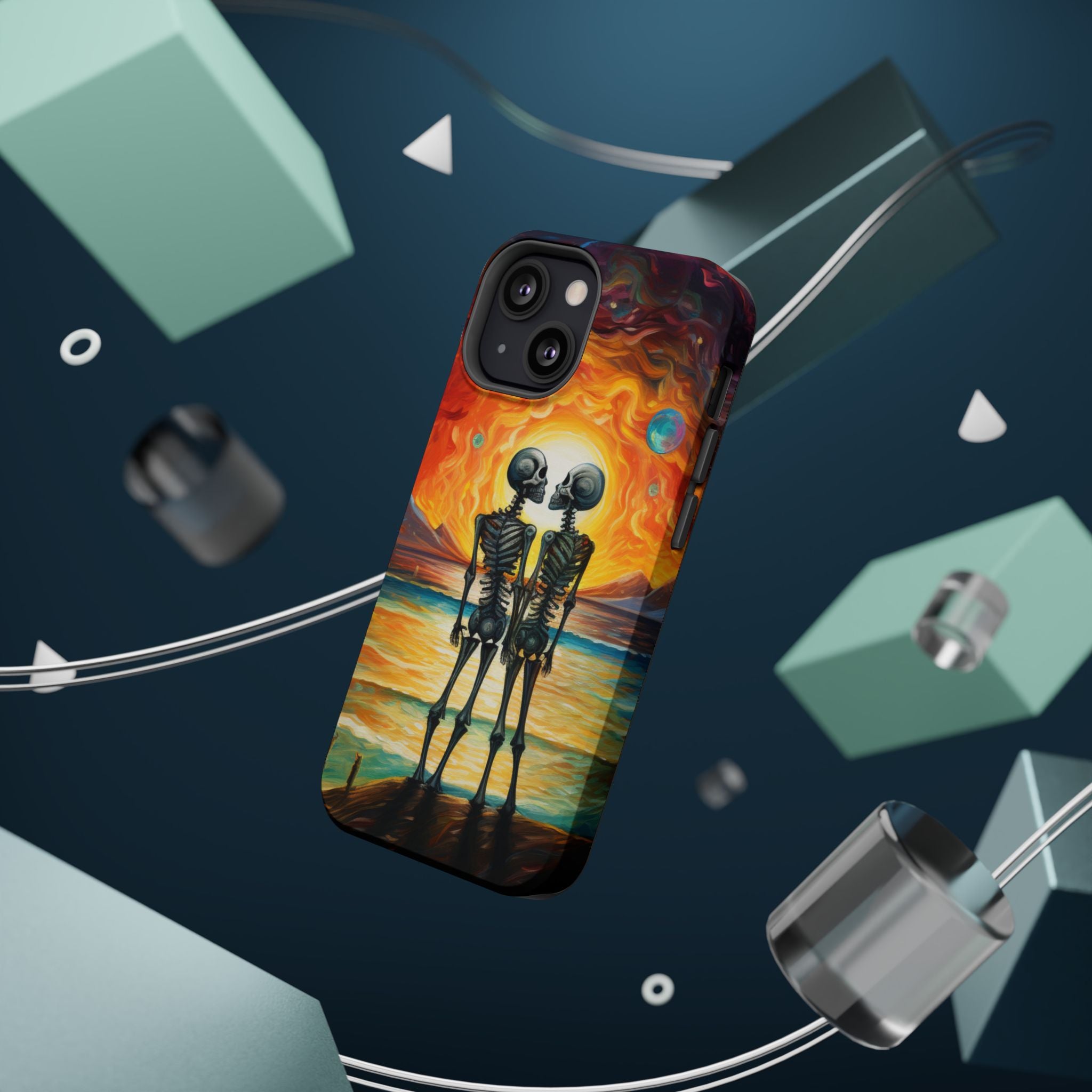 Skeleton Couple Sunset Phone Case | Magnetic Impact-Resistant Case