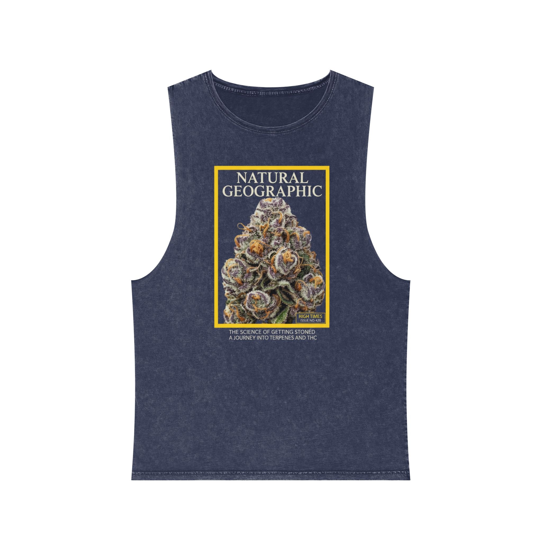 Natural Geographic Bud Tank Top — Stonewash Graphic Muscle Tee