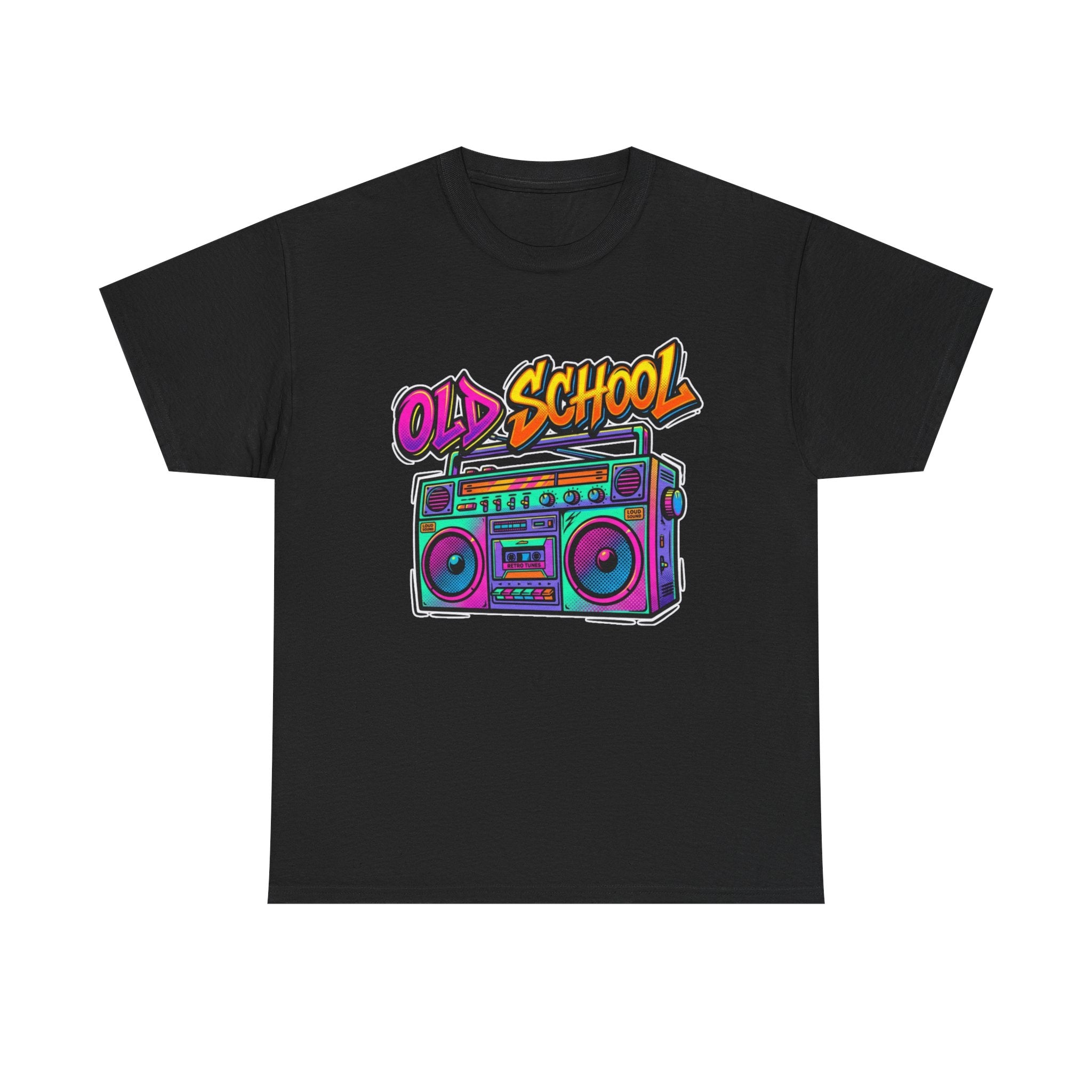 Old School Boombox Tee — Retro 80s Vintage Radio Graphic T-Shirt