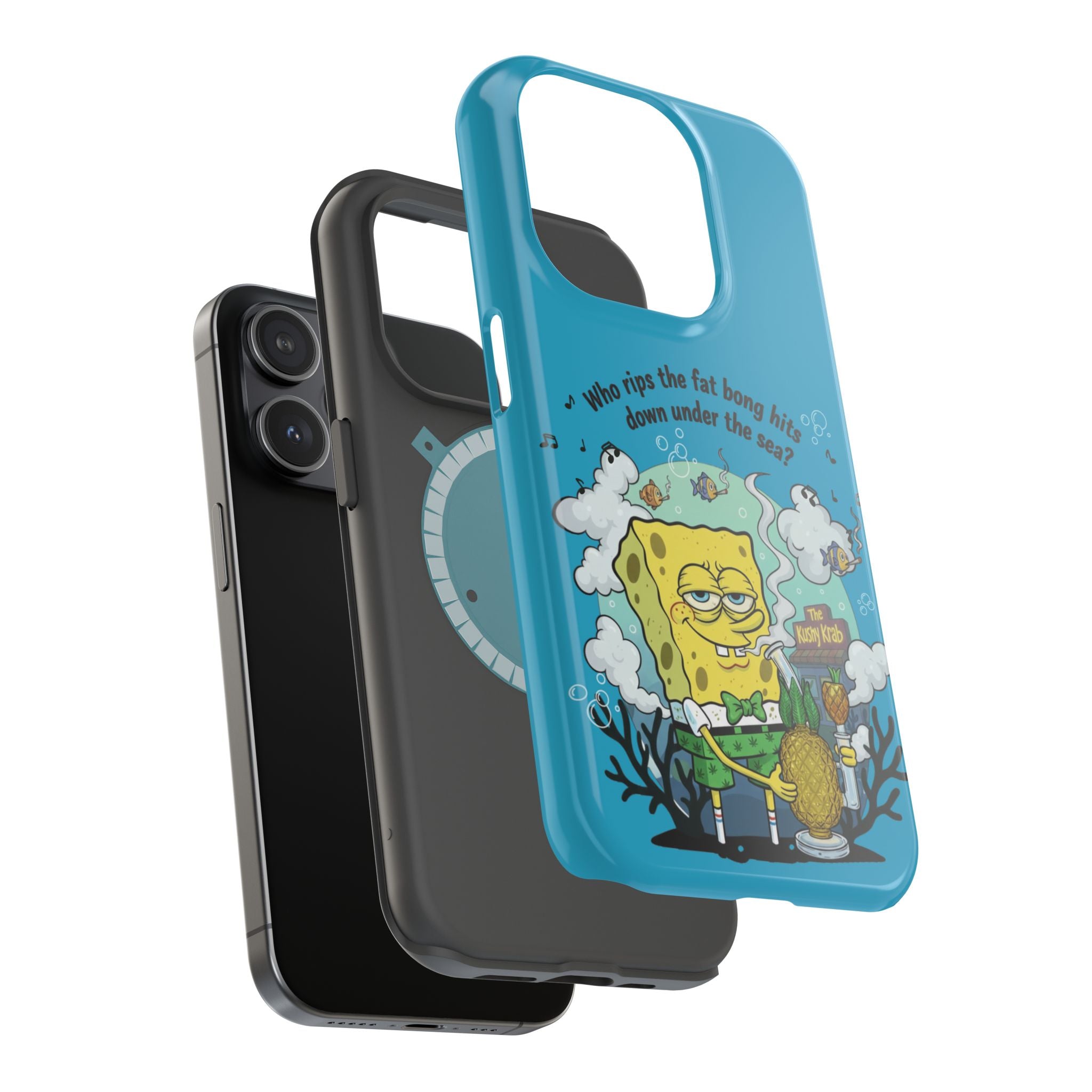 Cartoon Sponge Character with Surfboard & Beach Bong Art- Magnetic Impact-Resistant Phone Case for iPhone & Android