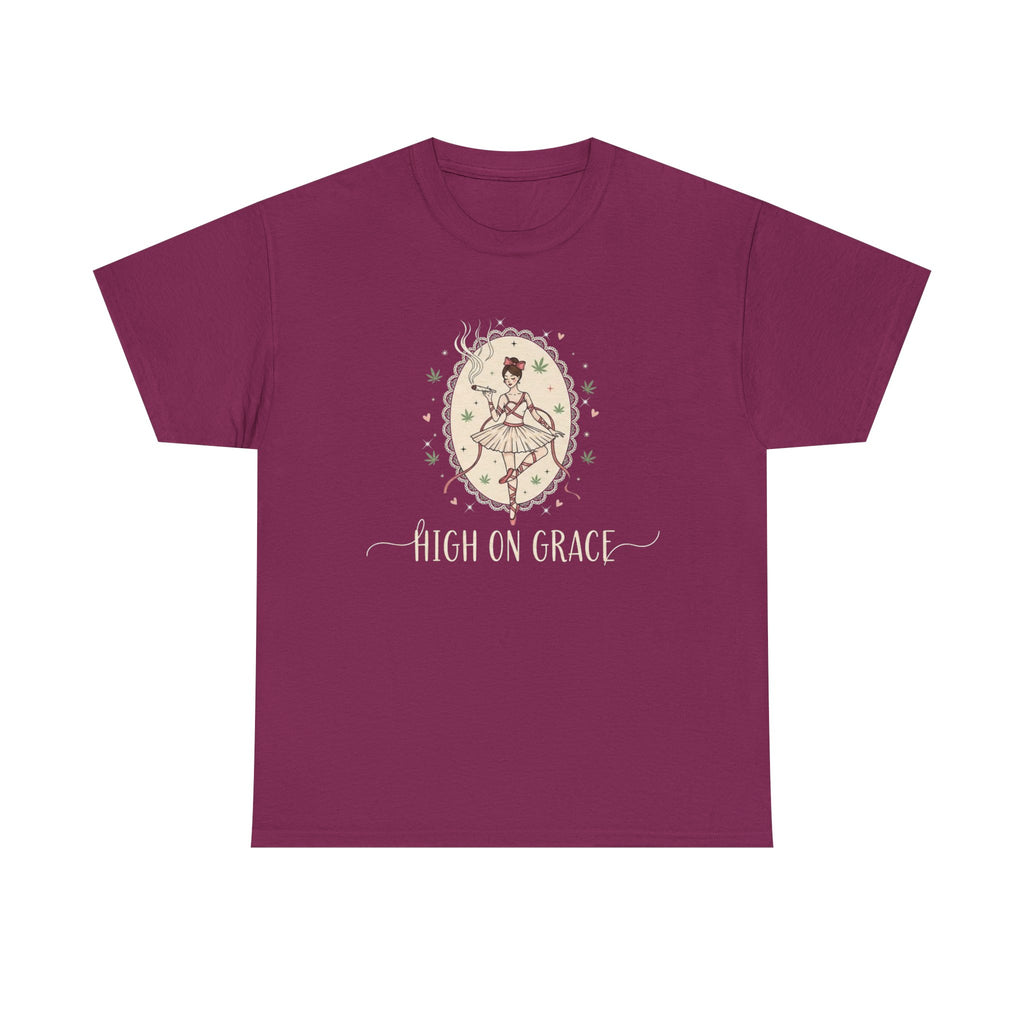 High on Grace Ballerina Illustration Tee Vintage Floral Croquette Style Stoner Shirt