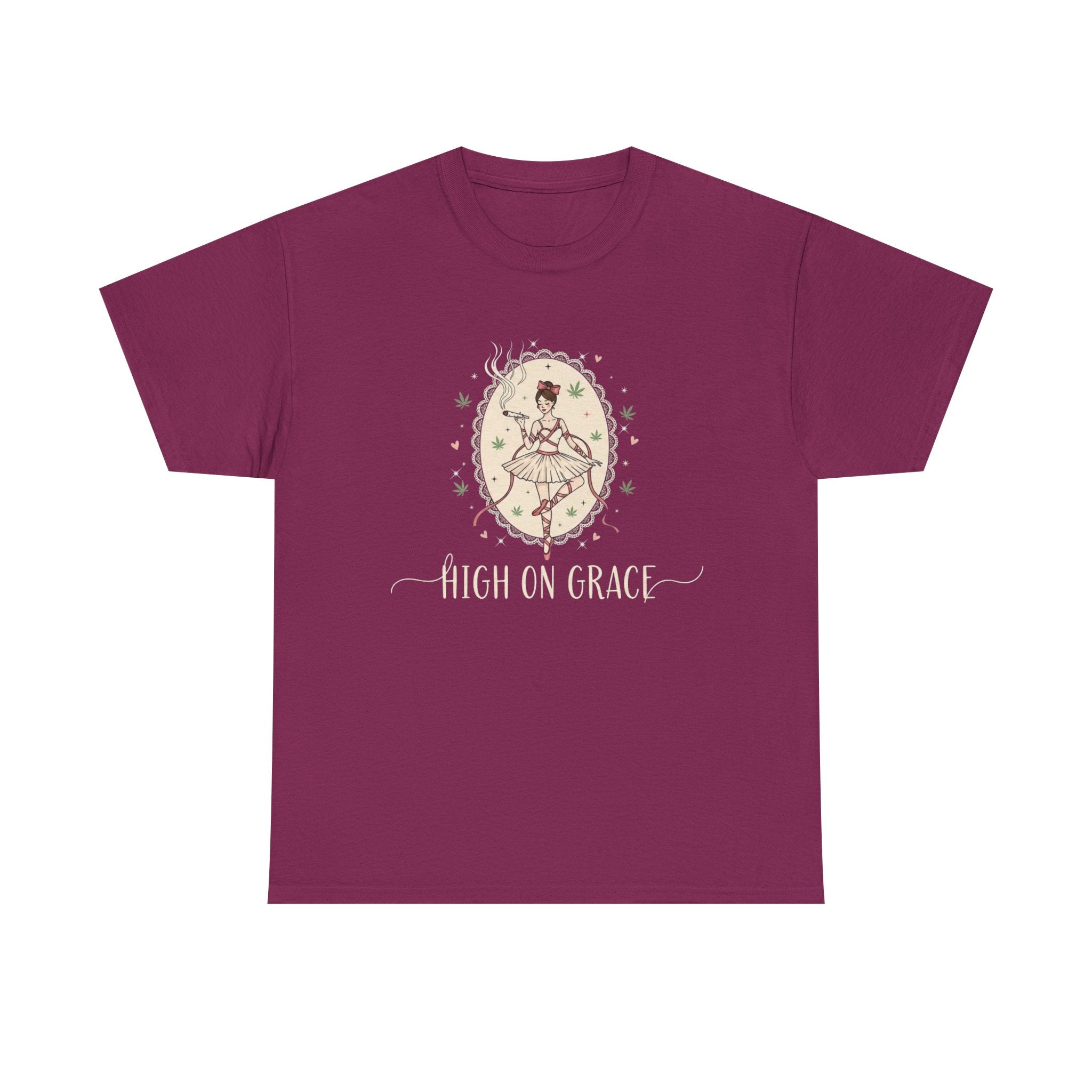 High on Grace Ballerina Illustration Tee Vintage Floral Croquette Style Stoner Shirt