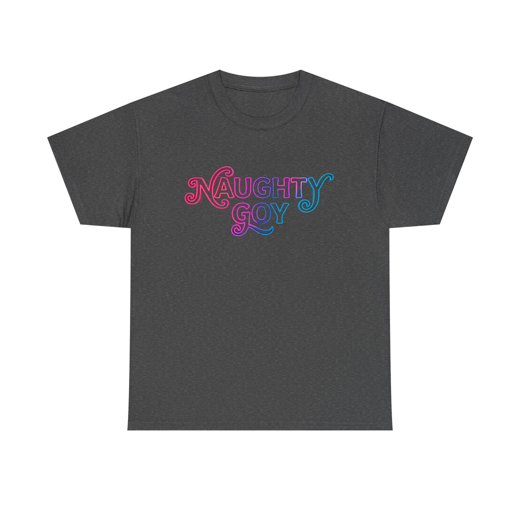 Naughty Goy Retro Script T-Shirt — Funny Goyim Vintage Typography Tee