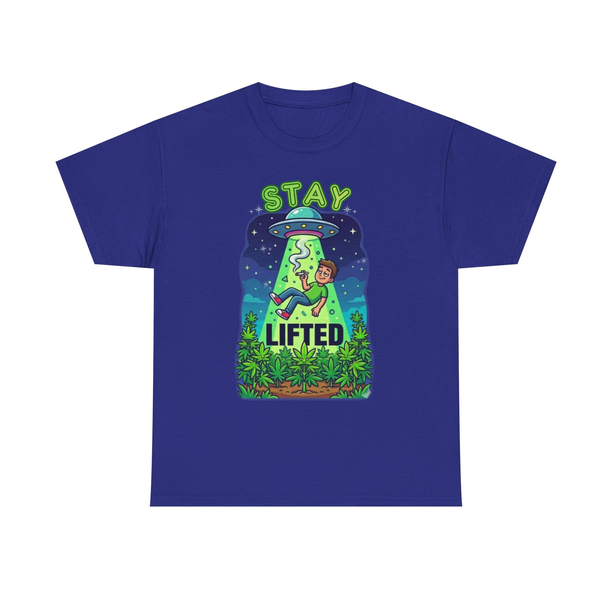 Stay Lifted Retro UFO Cannabis Tee — Alien Stoner Graphic Shirt