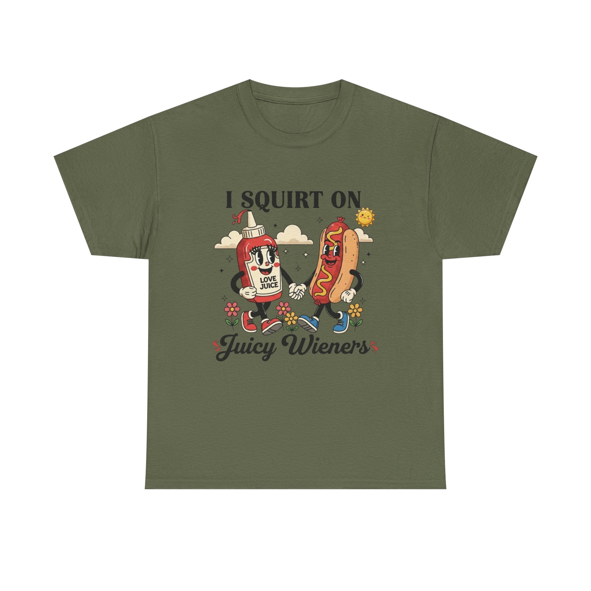 Ketchup & Hot Dog Cartoon I Squirt On Juicy Wieners T-Shirt
