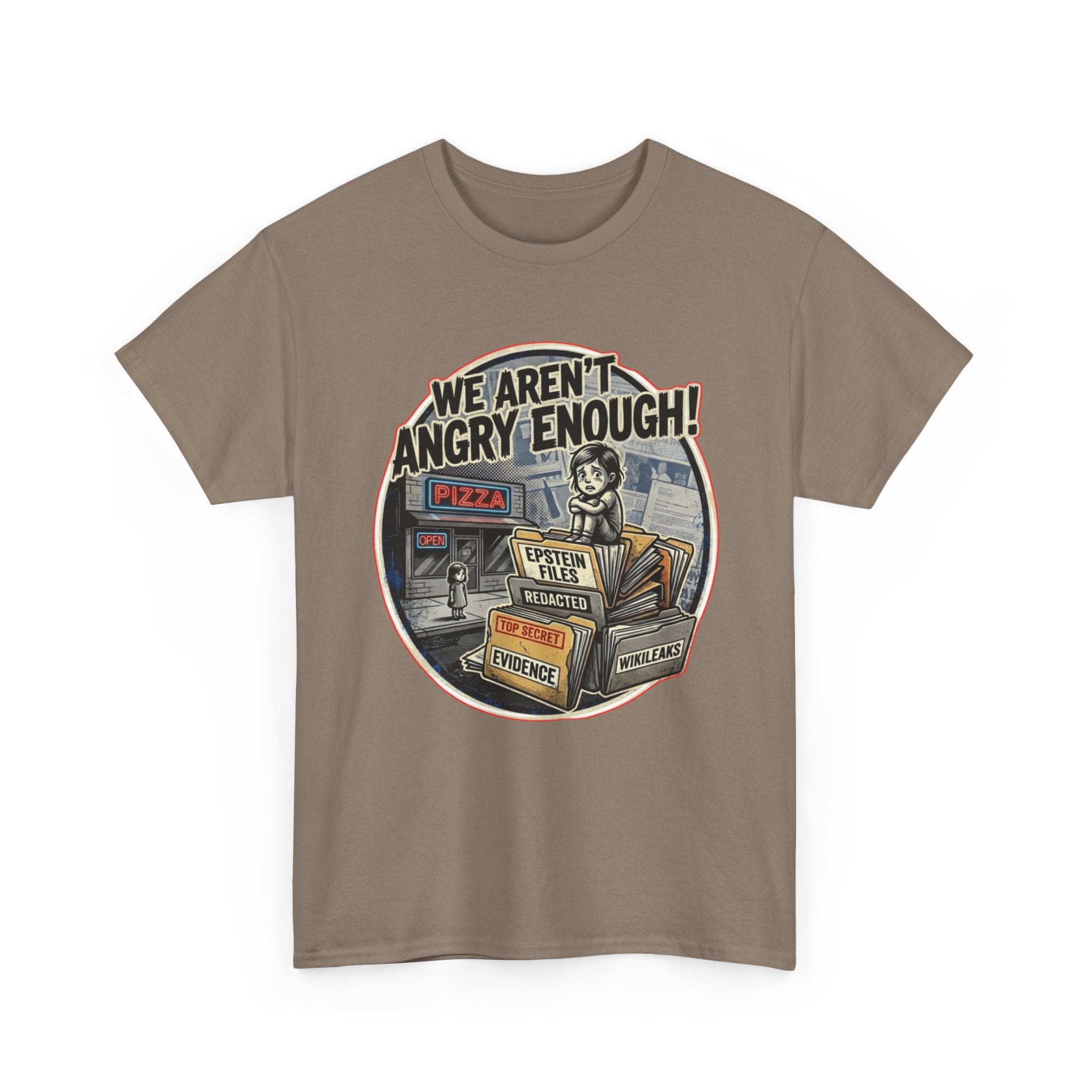 Protest Pizza Box Conspiracy Save the Children T-Shirt | Vintage Riot Art