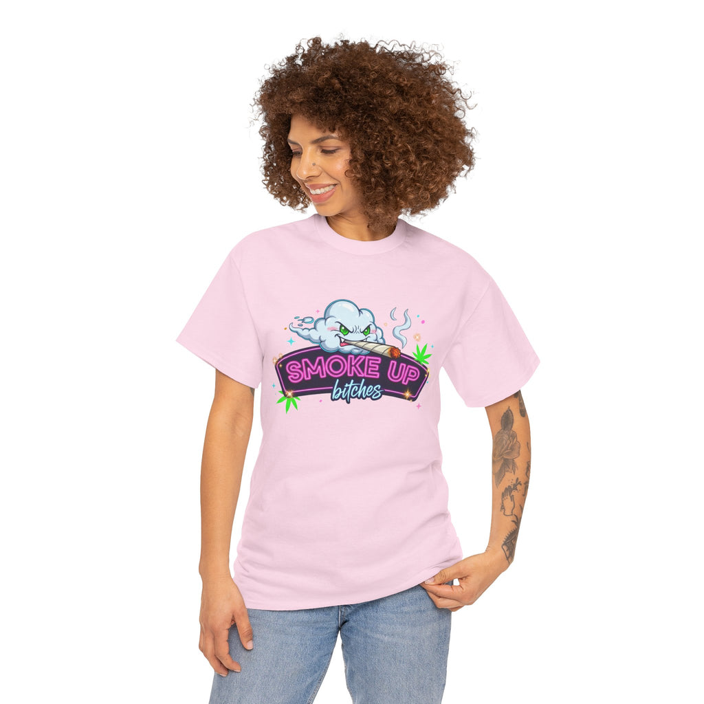 Smoke Up Bitches Retro Neon Cannabis Tee