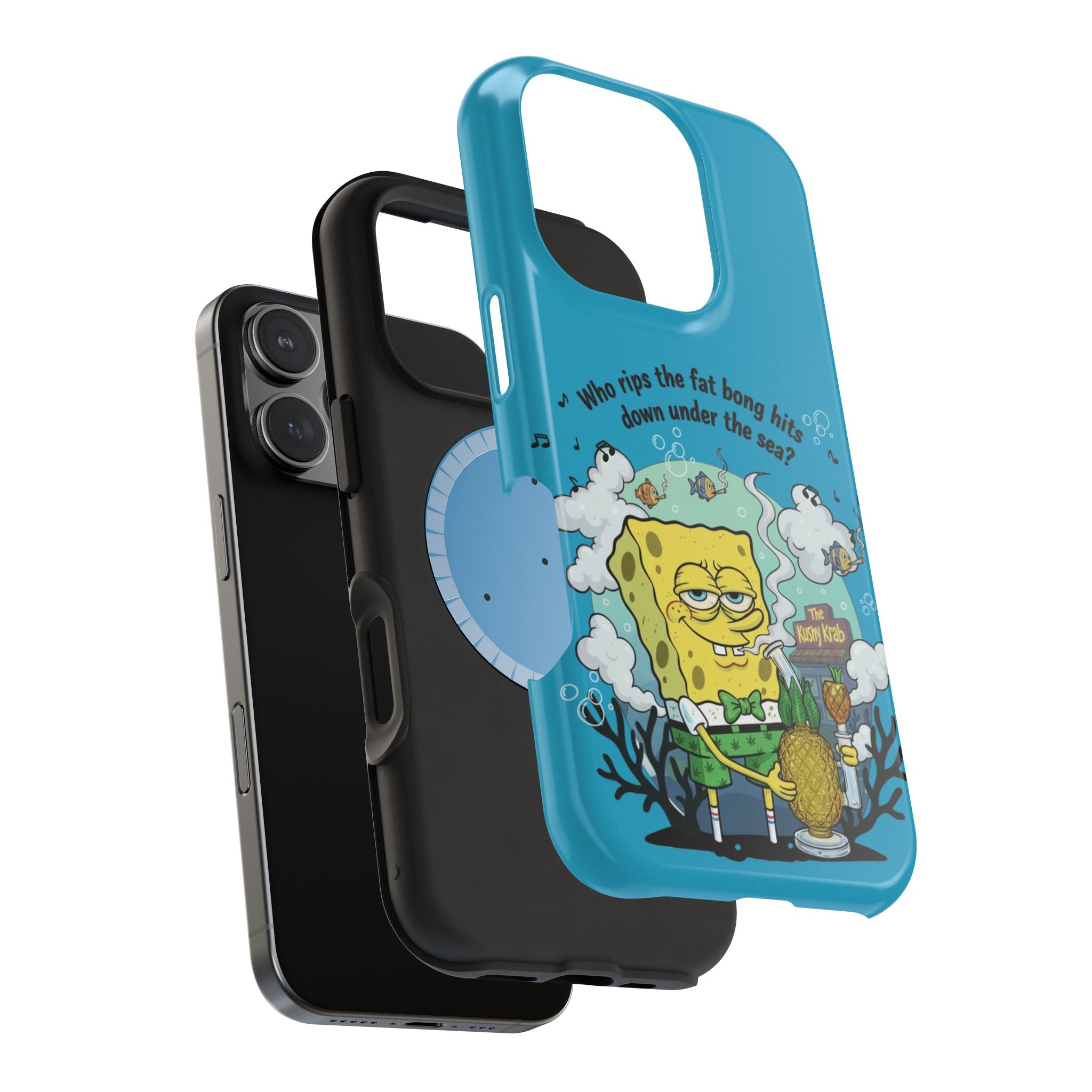 Cartoon Sponge Character with Surfboard & Beach Bong Art- Magnetic Impact-Resistant Phone Case for iPhone & Android