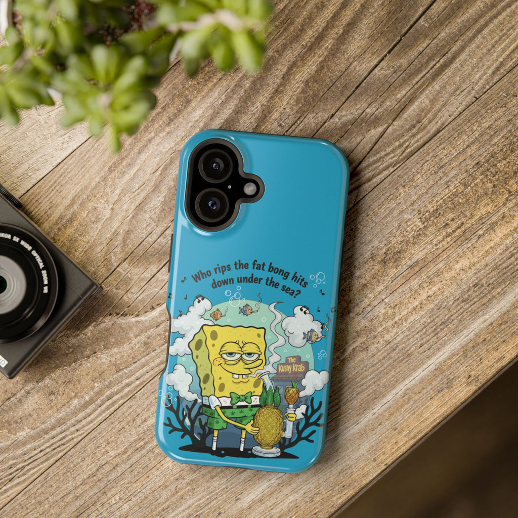 Cartoon Sponge Character with Surfboard & Beach Bong Art- Magnetic Impact-Resistant Phone Case for iPhone & Android