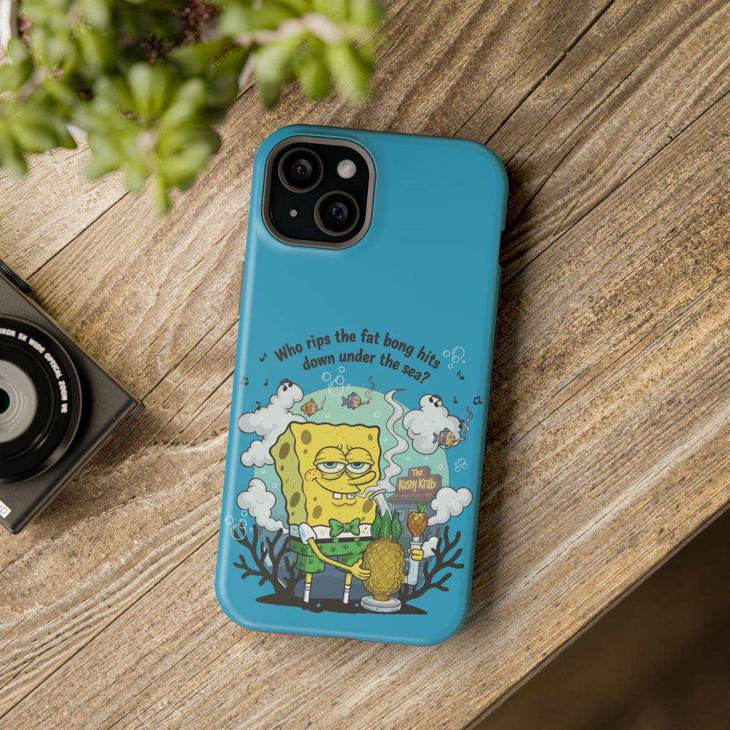 Cartoon Sponge Character with Surfboard & Beach Bong Art- Magnetic Impact-Resistant Phone Case for iPhone & Android