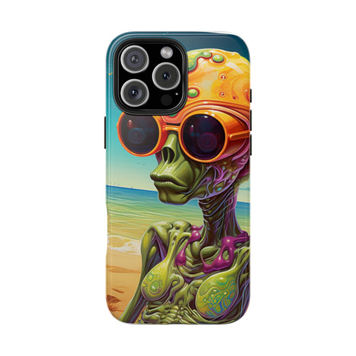 Alien Beach Vibes Phone Case, Tough Phone Case, Cool Phone Accessories, Gift for Alien Lovers, Summer Theme Case, Unique Phone Cover
