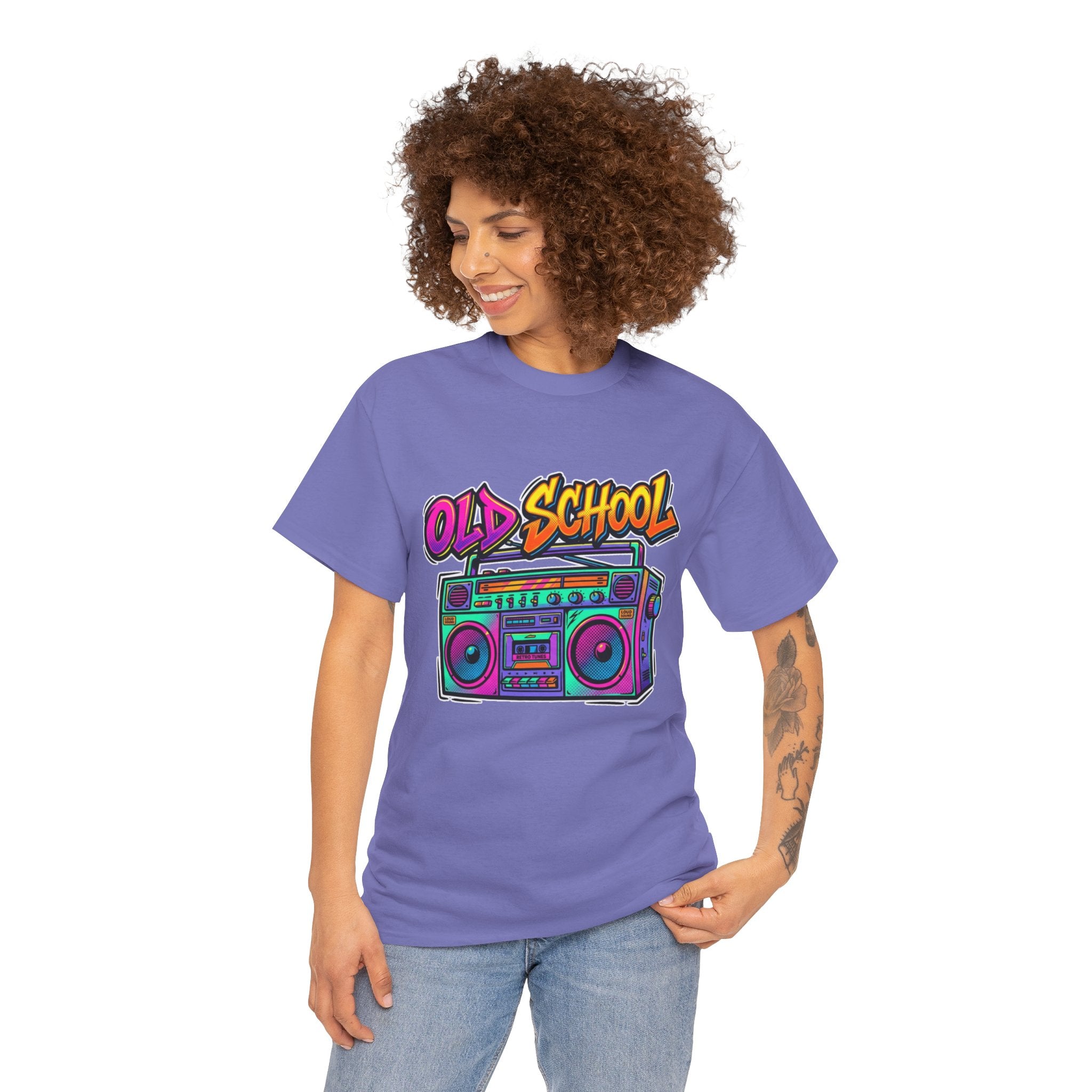 Old School Boombox Tee — Retro 80s Vintage Radio Graphic T-Shirt