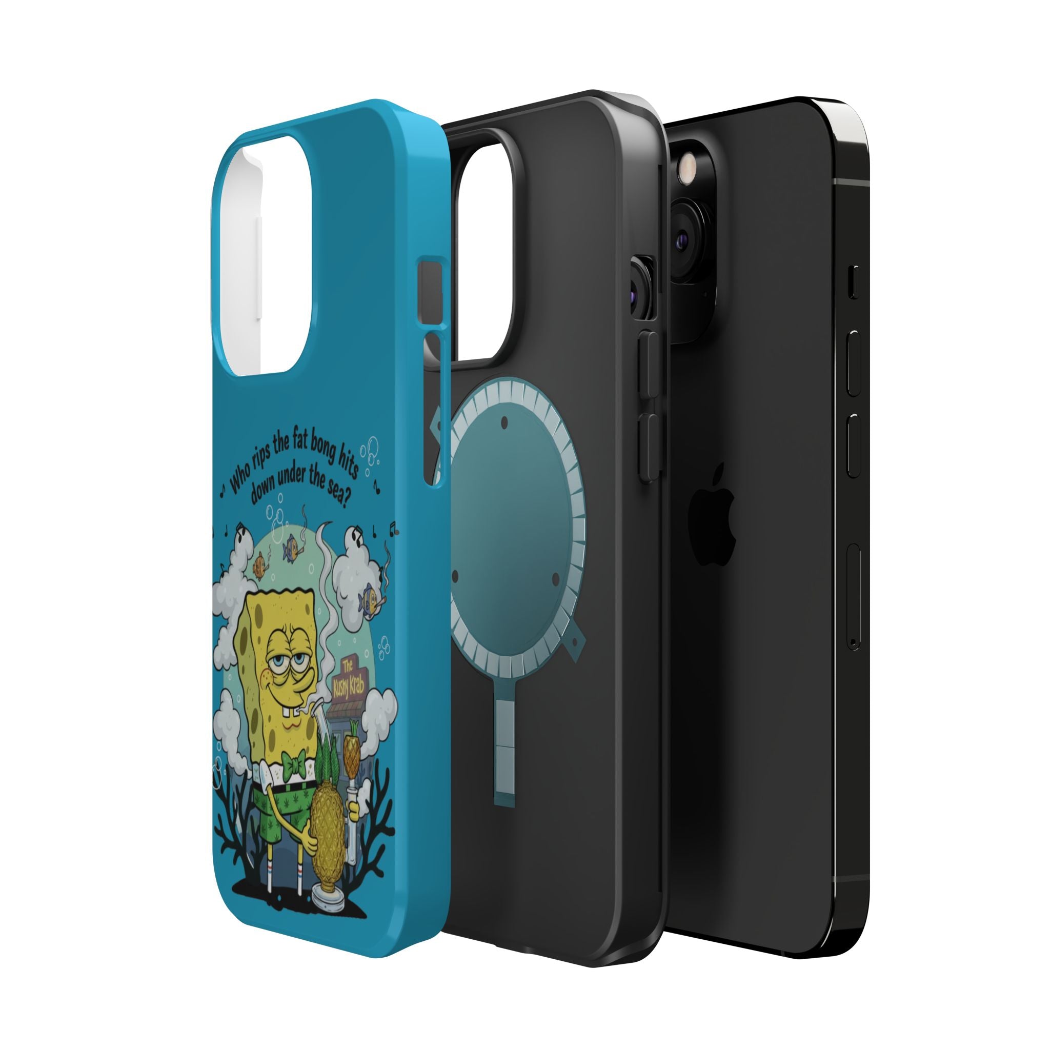 Cartoon Sponge Character with Surfboard & Beach Bong Art- Magnetic Impact-Resistant Phone Case for iPhone & Android