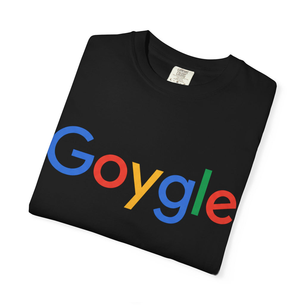 Goygle logo parody T-shirt | Logo parody tee, yellow graphic shirt