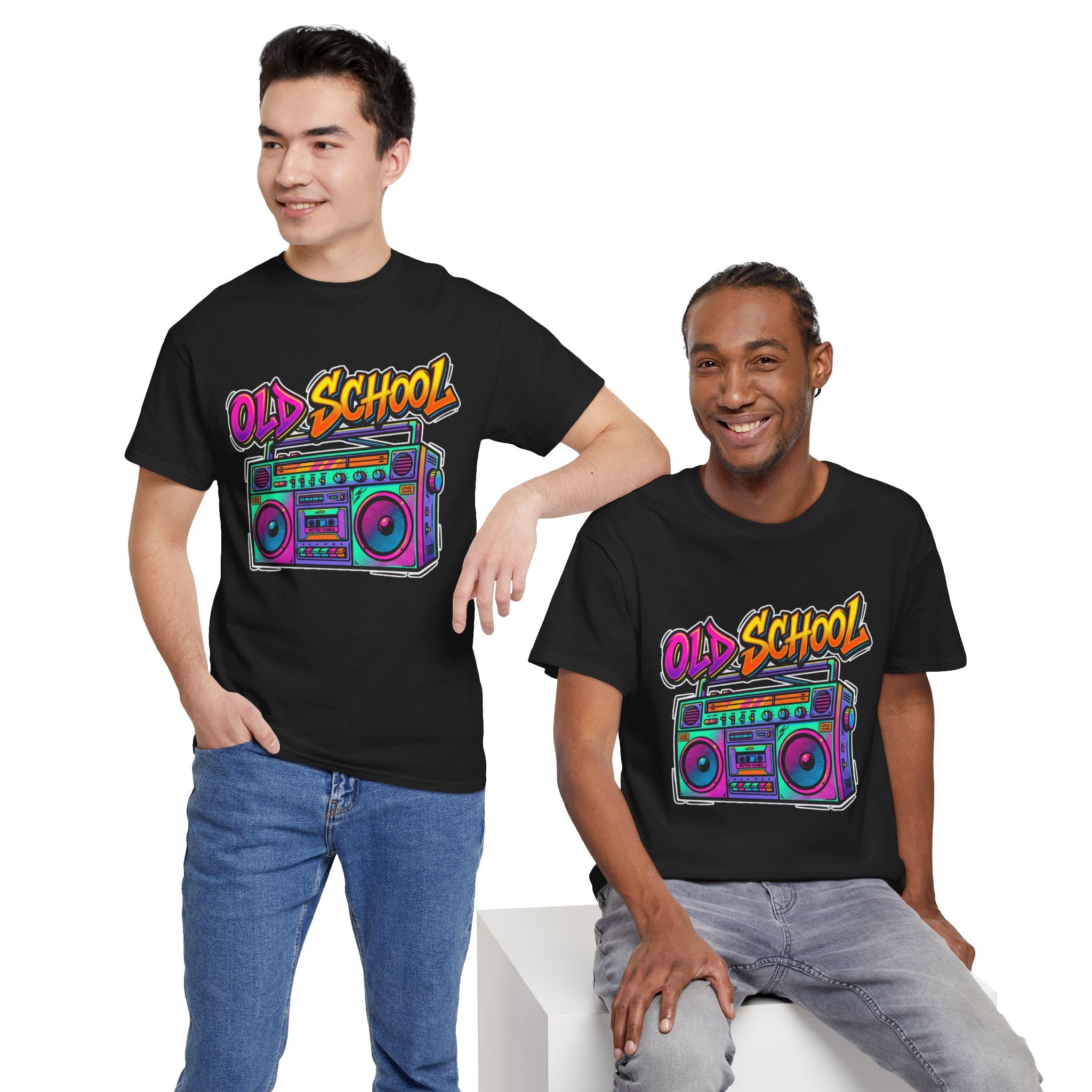 Old School Boombox Tee — Retro 80s Vintage Radio Graphic T-Shirt