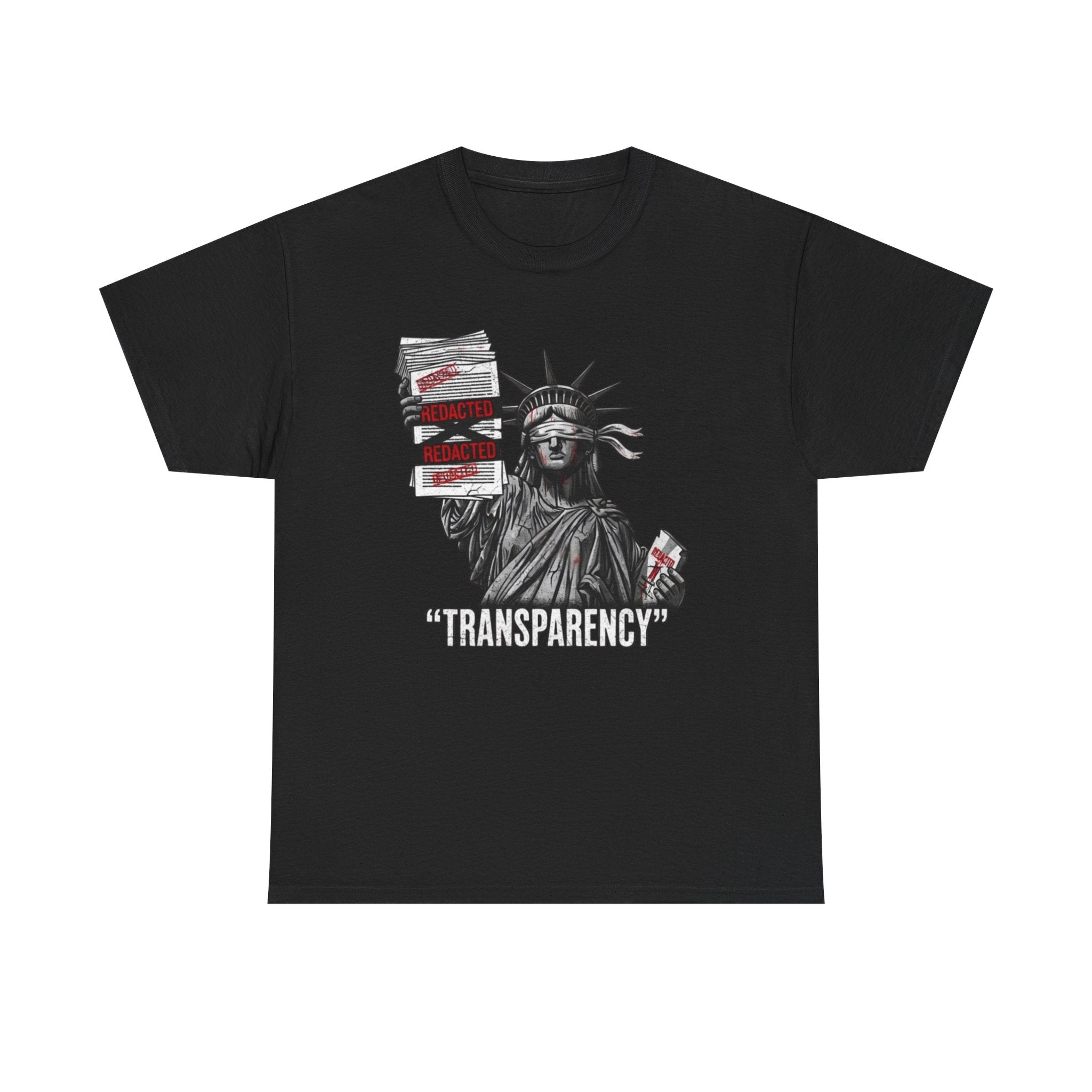 Statue of Liberty 'TRANSPARENCY' T-Shirt | Distressed, Redacted Political Graphic Tee