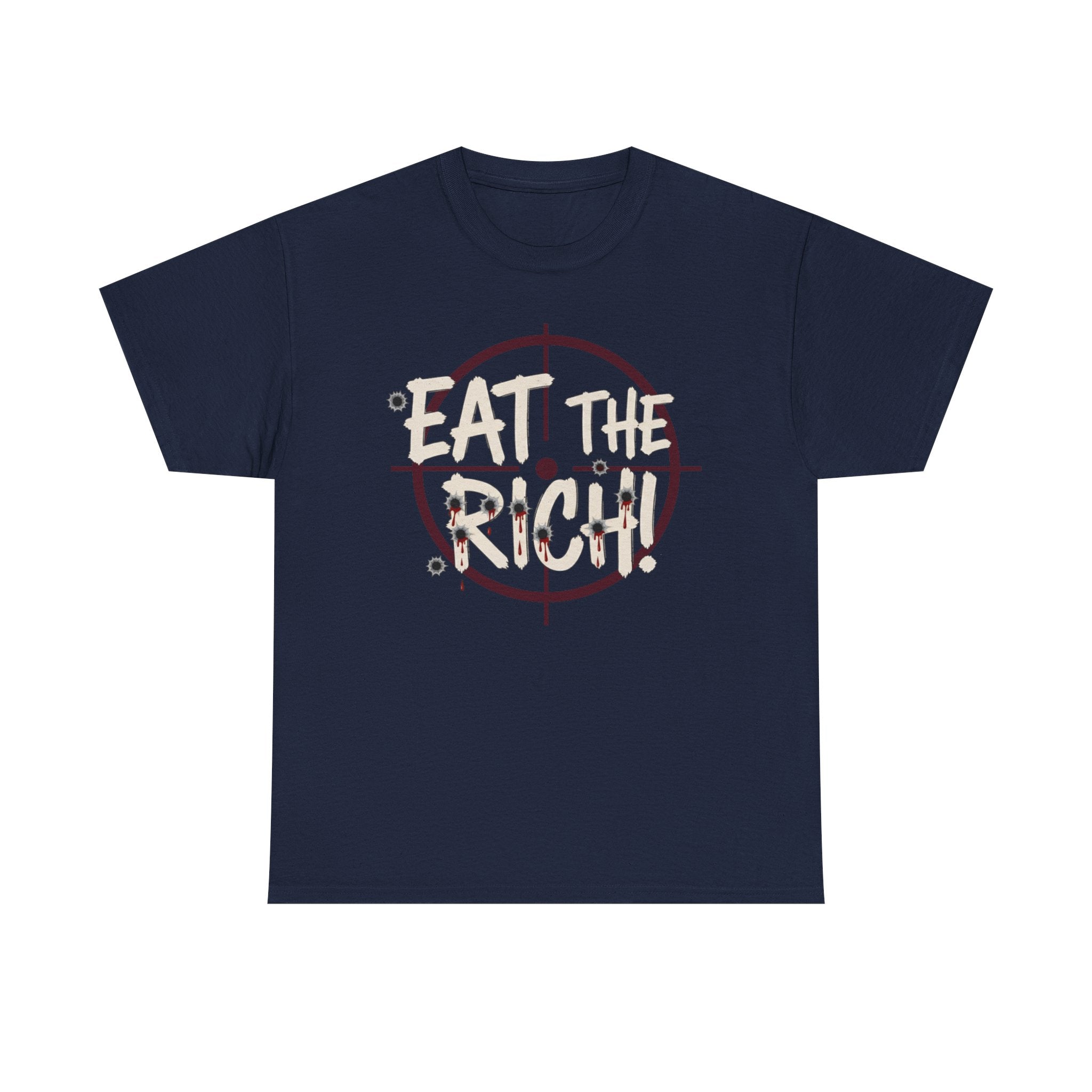 Eat The Rich punk slogan tee | distressed graffiti design, conspiracy