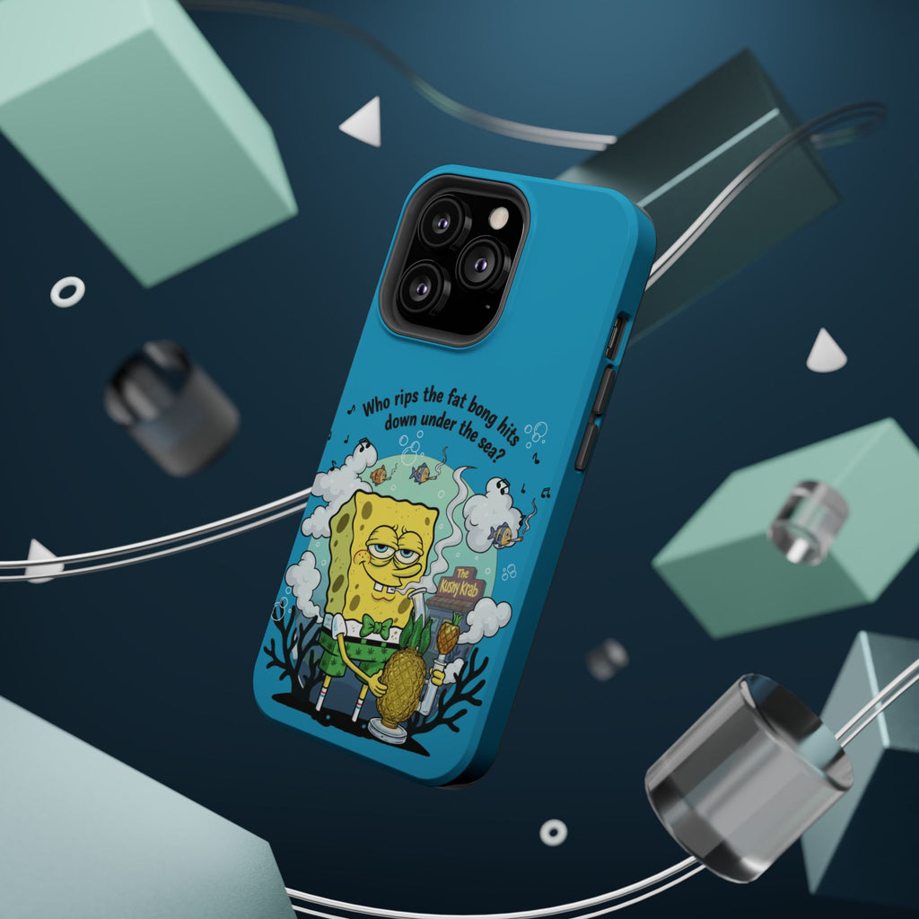 Cartoon Sponge Character with Surfboard & Beach Bong Art- Magnetic Impact-Resistant Phone Case for iPhone & Android