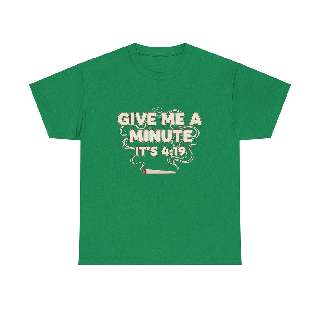 Give Me A Minute Its 419 Funny Stoner T Shirt Retro Neon Smoking Graphic Tee