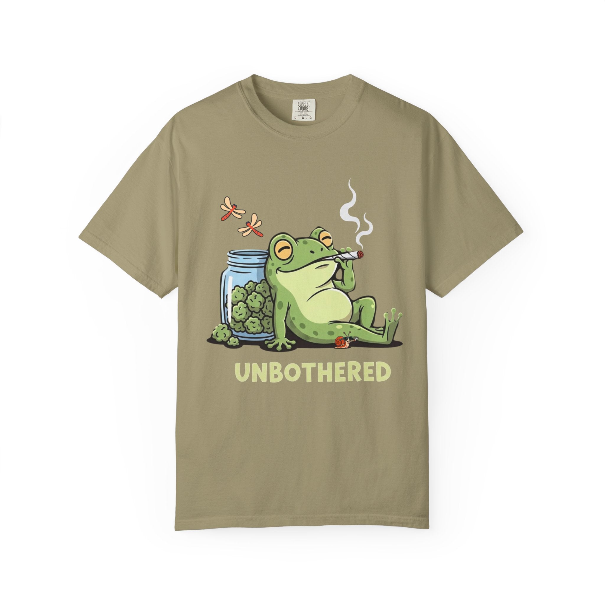 Unbothered Smoking Frog T-shirt | Relaxed Stoner Frog Graphic Tee