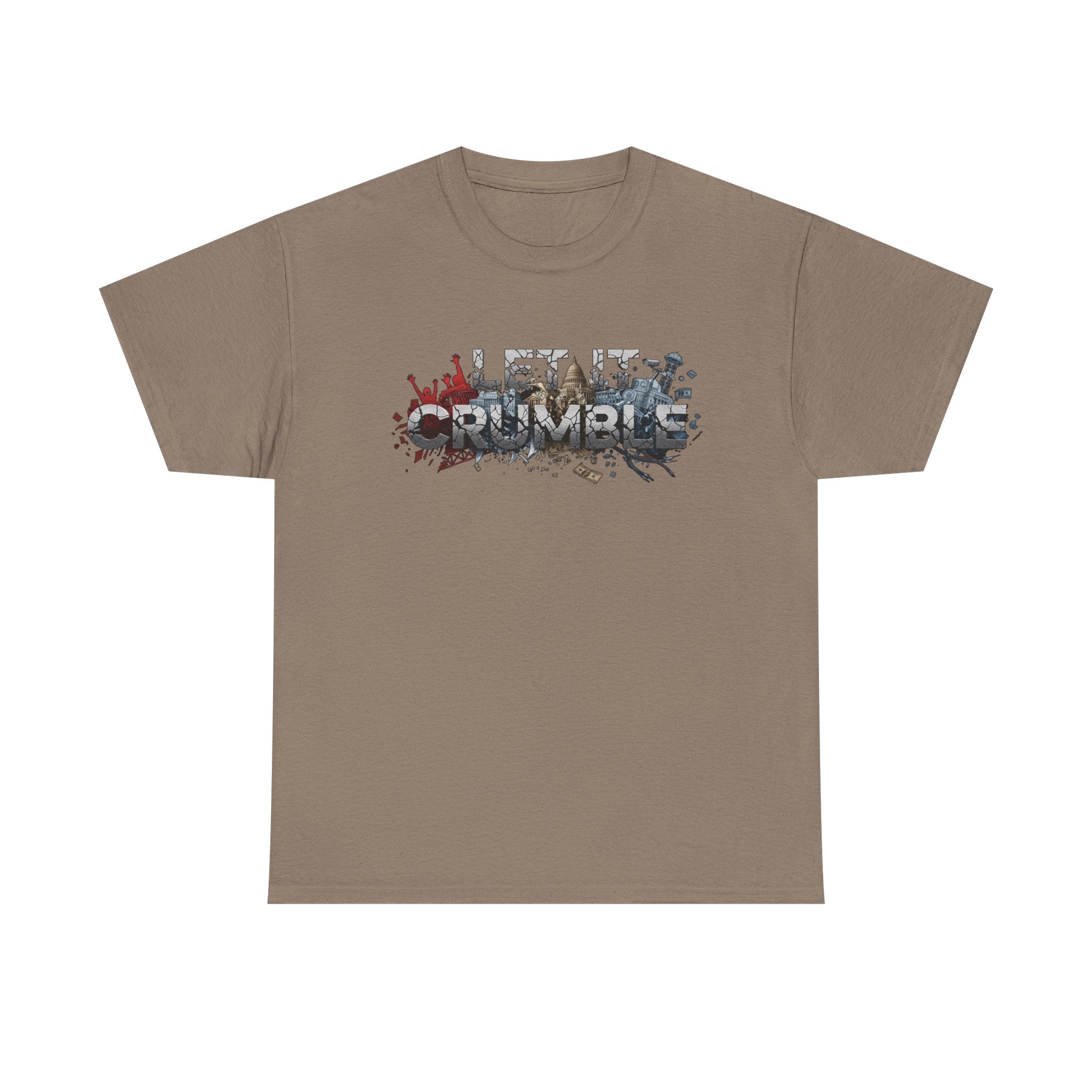 Crumble Text Grunge Broken Lettering Tee | Rust Orange Protest Conspiracy
