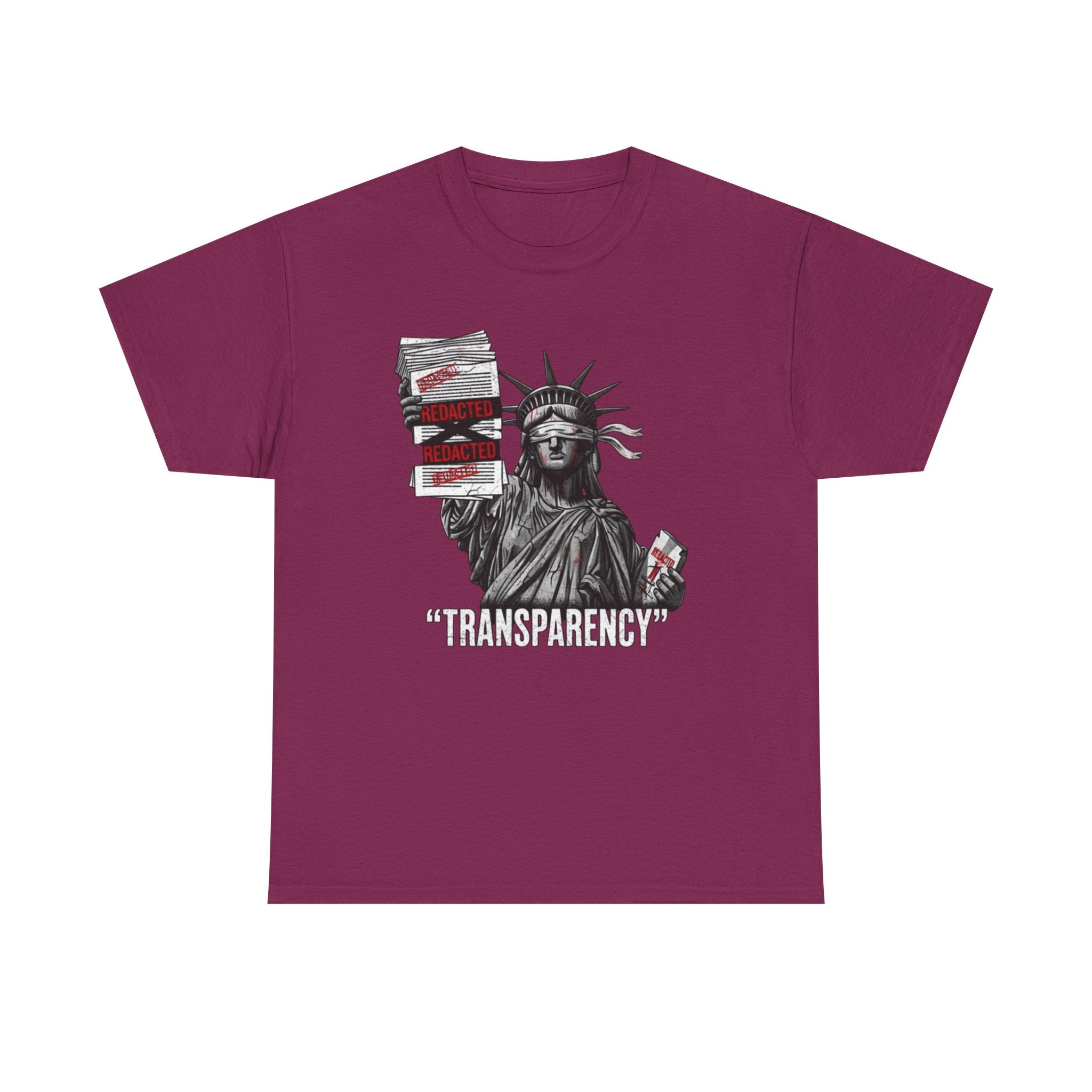 Statue of Liberty 'TRANSPARENCY' T-Shirt | Distressed, Redacted Political Graphic Tee