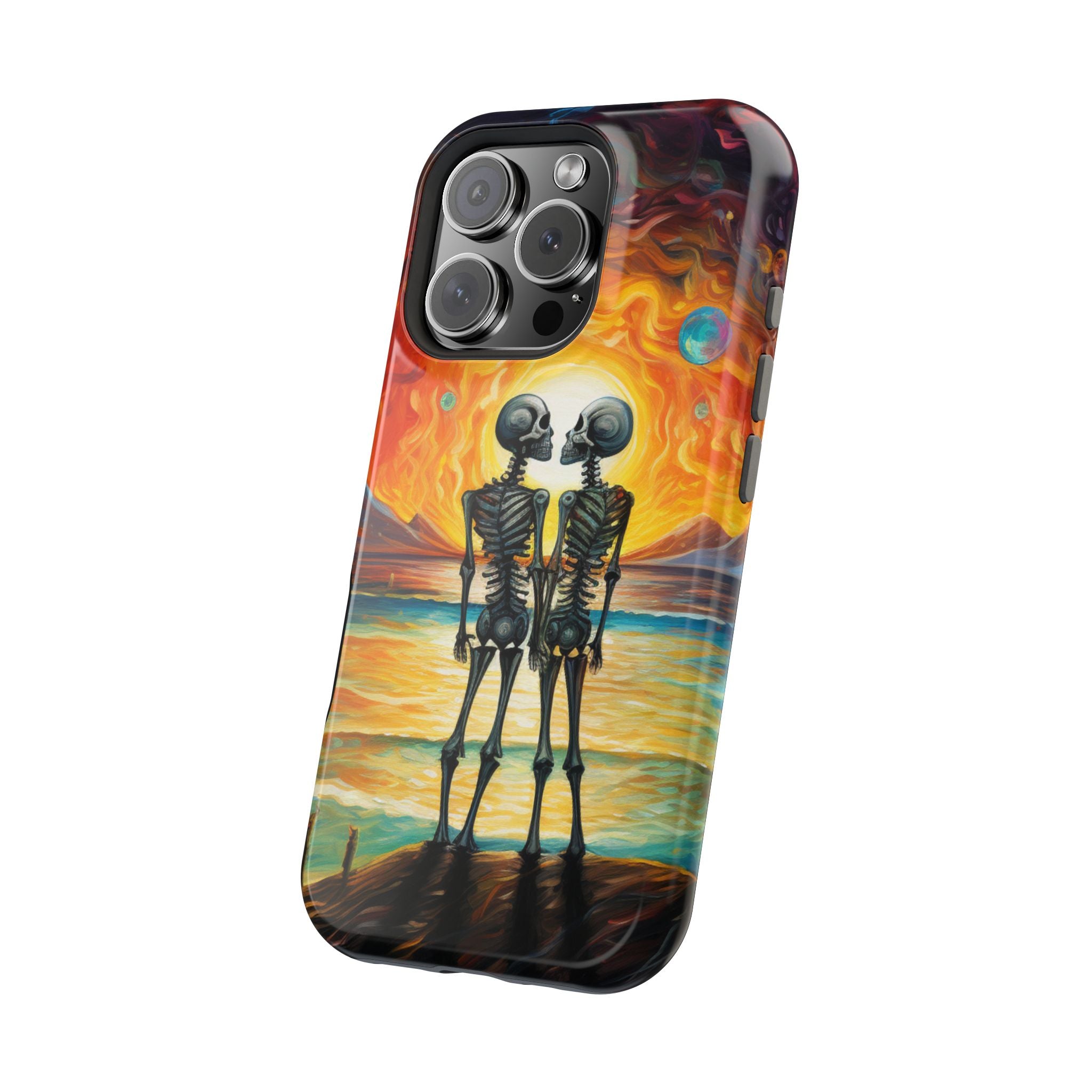 Skeleton Couple Sunset Phone Case | Magnetic Impact-Resistant Case