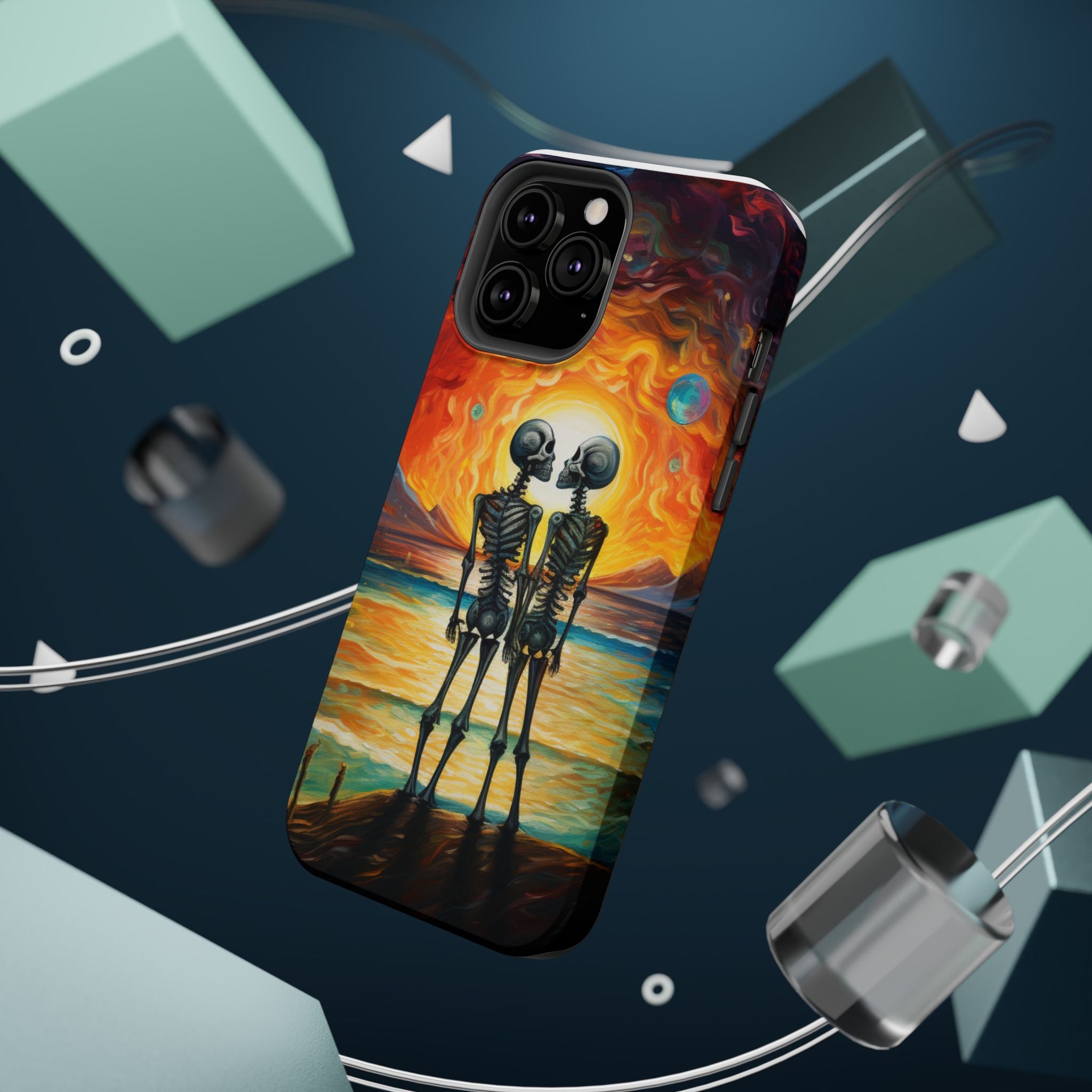 Skeleton Couple Sunset Phone Case | Magnetic Impact-Resistant Case