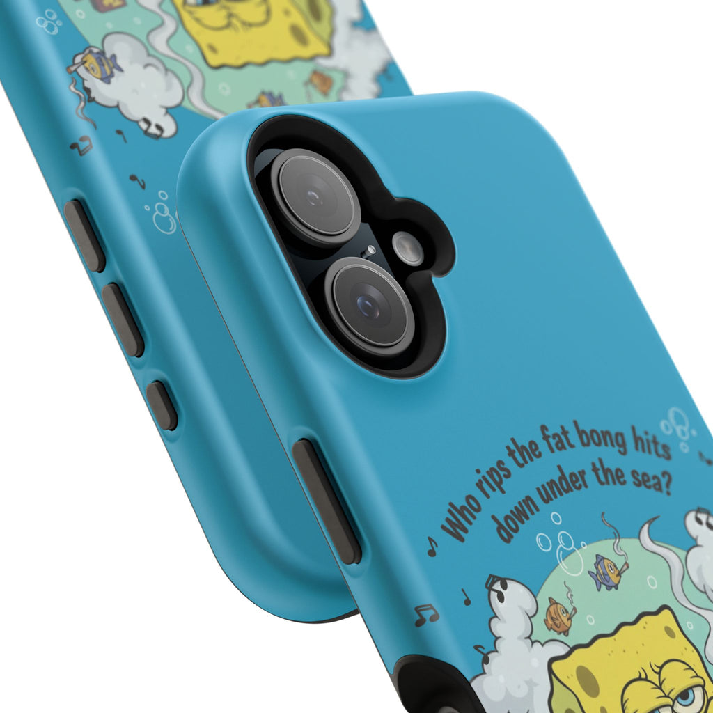 Cartoon Sponge Character with Surfboard & Beach Bong Art- Magnetic Impact-Resistant Phone Case for iPhone & Android