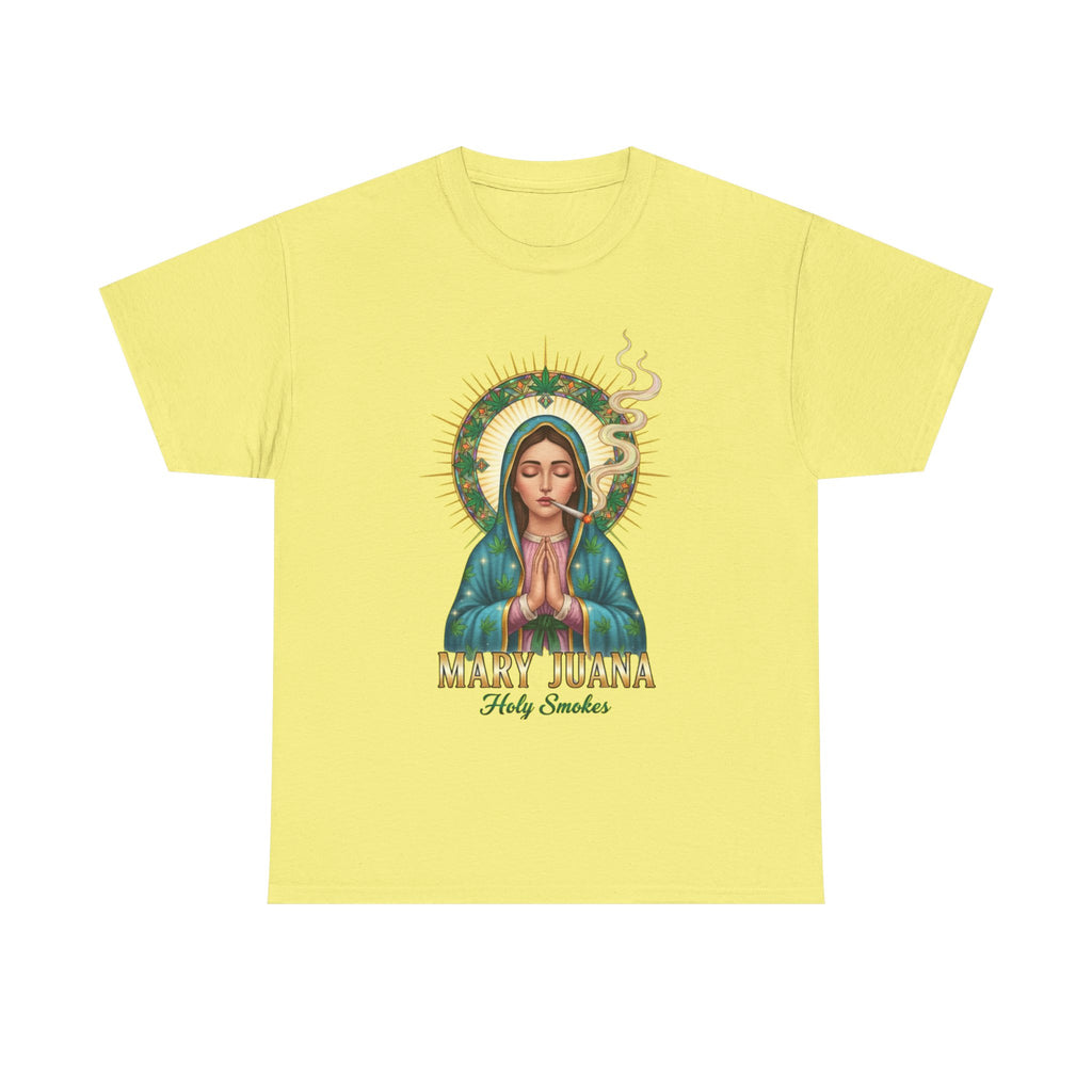 Mary Juana Holy Smokes T-Shirt | Religious 420 Art