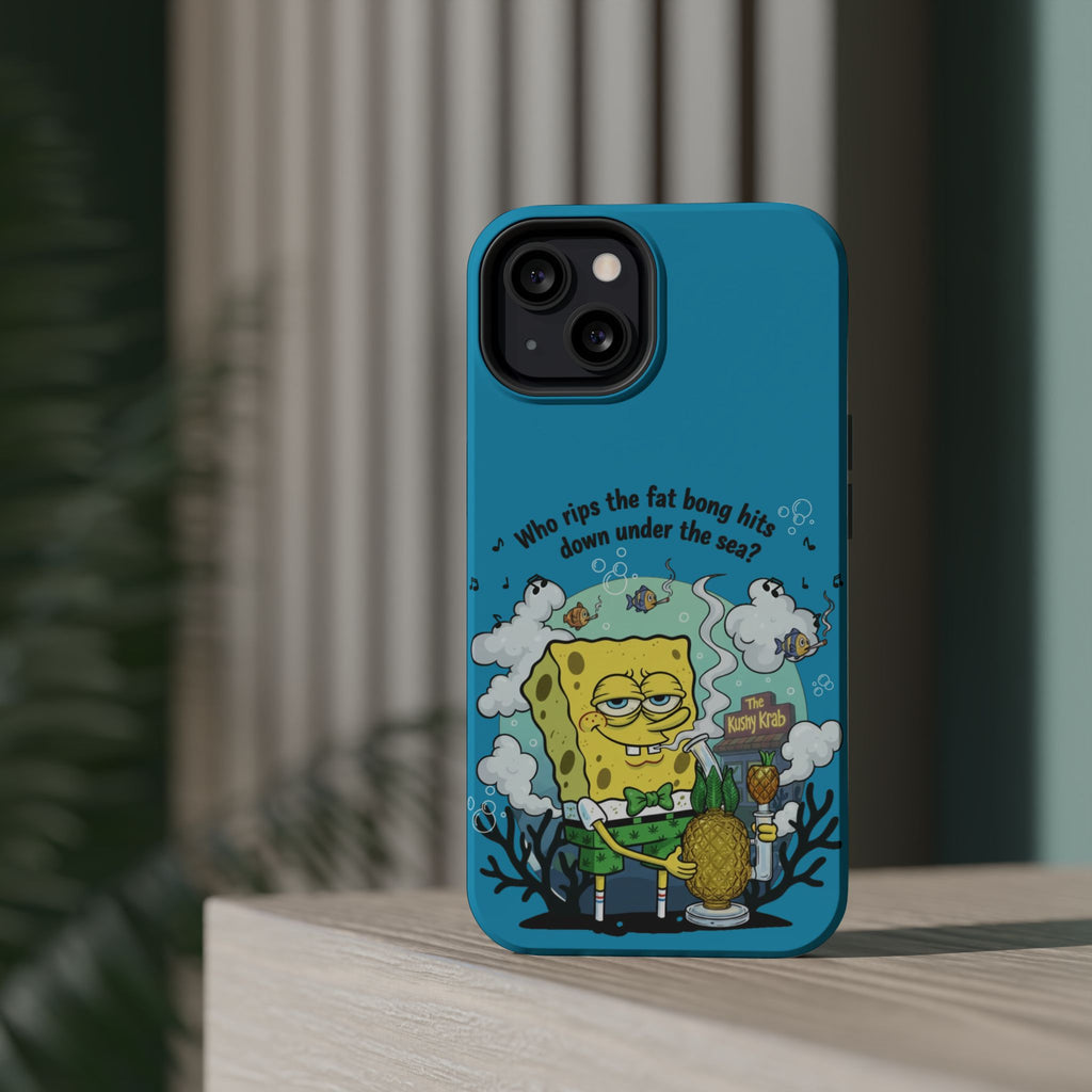 Cartoon Sponge Character with Surfboard & Beach Bong Art- Magnetic Impact-Resistant Phone Case for iPhone & Android