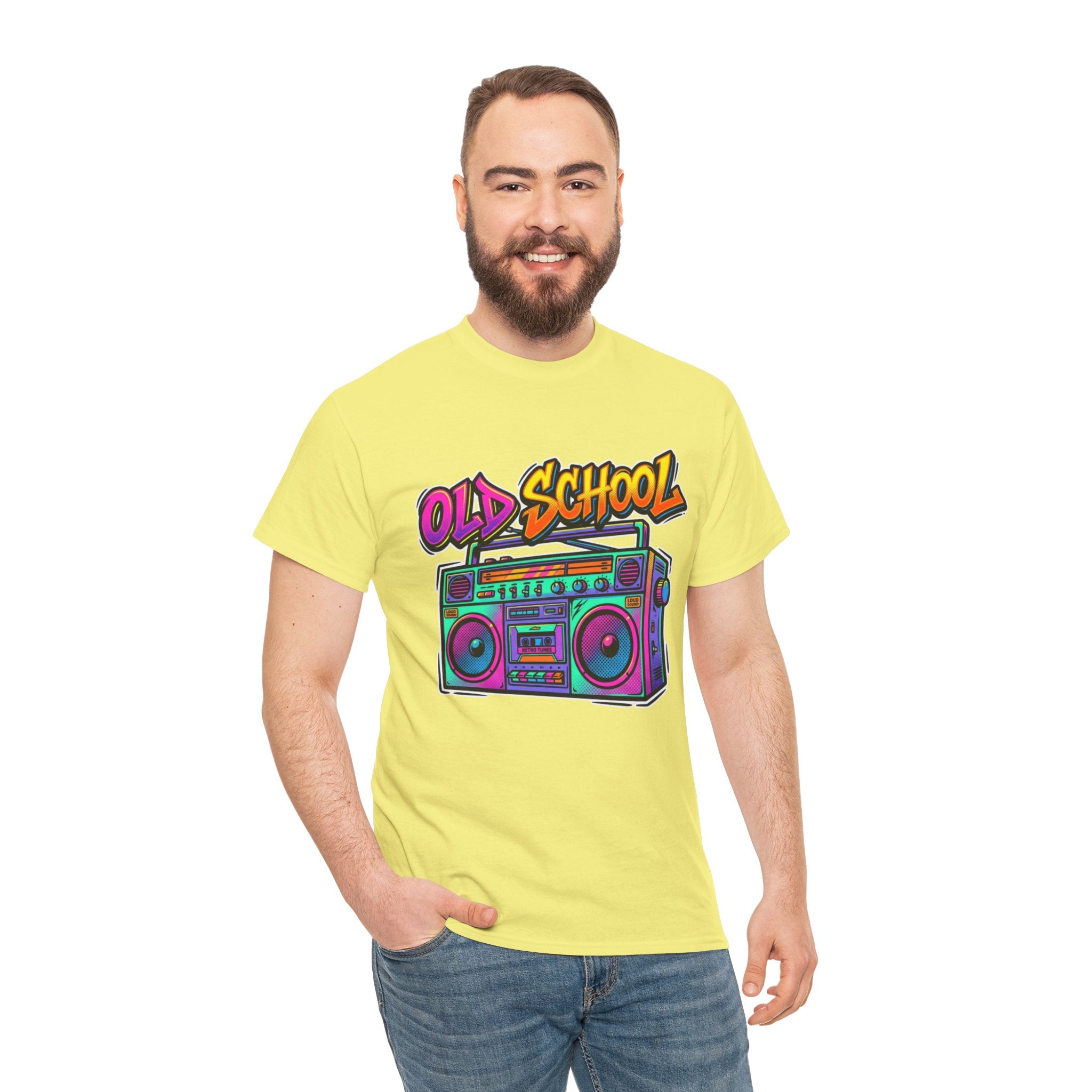 Old School Boombox Tee — Retro 80s Vintage Radio Graphic T-Shirt