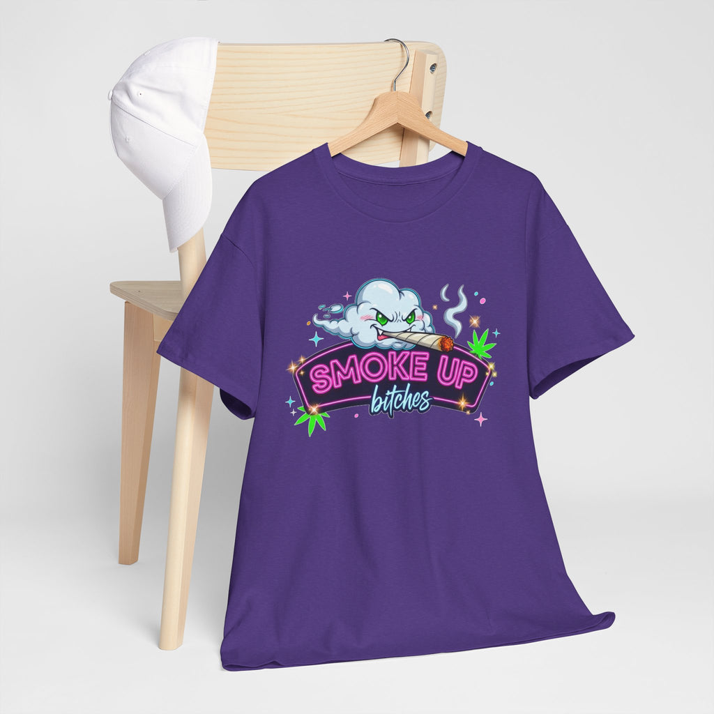 Smoke Up Bitches Retro Neon Cannabis Tee
