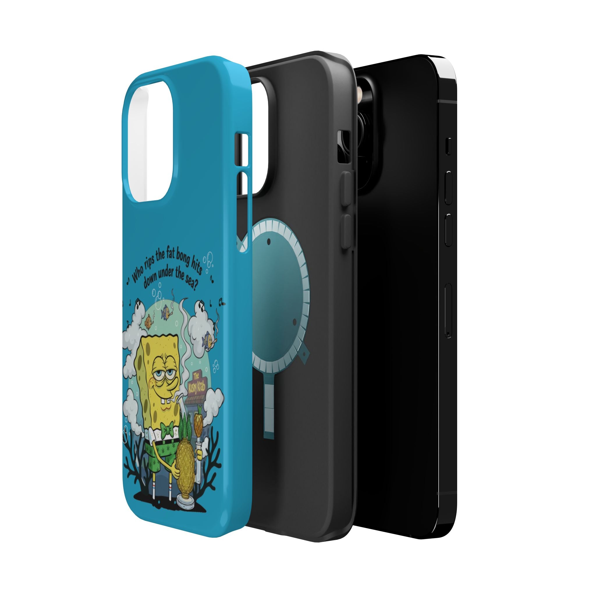 Cartoon Sponge Character with Surfboard & Beach Bong Art- Magnetic Impact-Resistant Phone Case for iPhone & Android